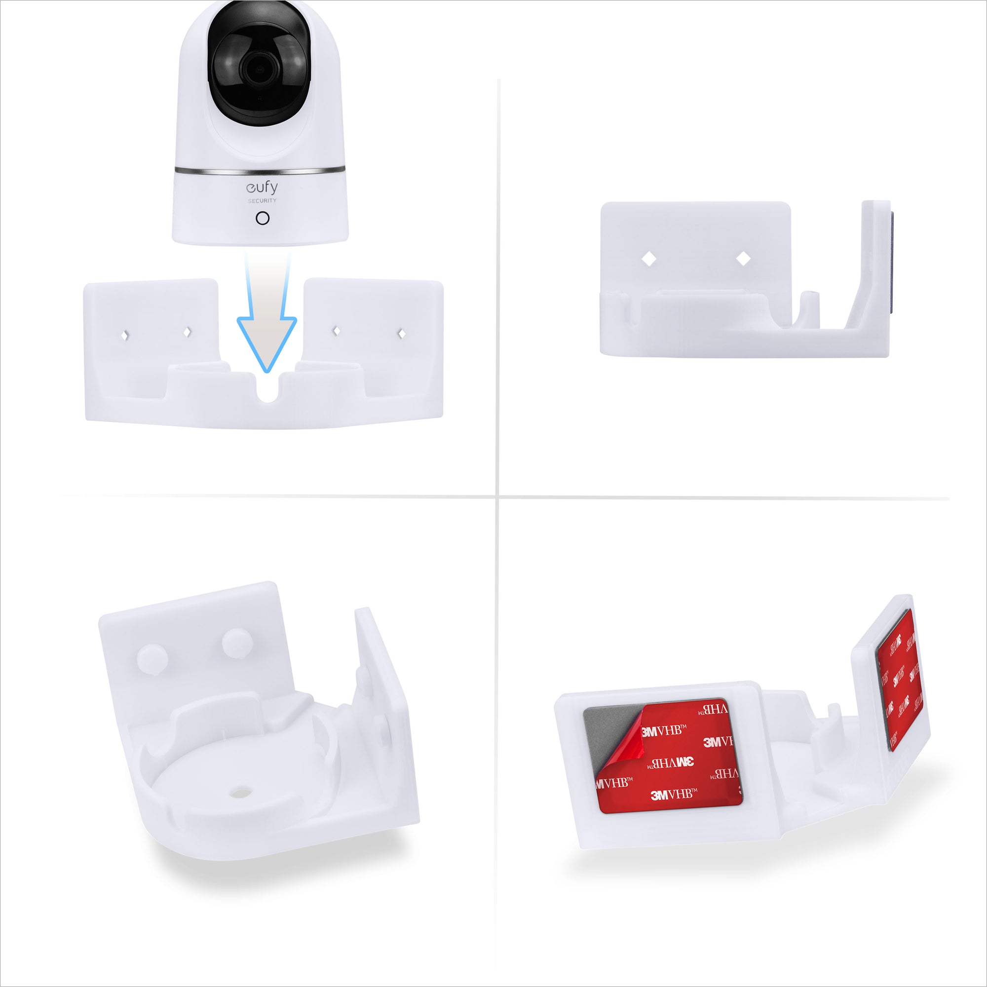 Corner Wall Mount Eufy T8410X (IndoorCam E220 / S220),  Adhesive Security Camera Holder Bracket, Reduce Blind Spots &amp; Clutter, Adhesive &amp; Screw-In Mounting