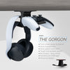 The Gorgon - حامل سماعة رأس للمكتب ووحدة تحكم في الألعاب - مناسب لأجهزة Xbox ، PS5 / PS4 ، حامل لاصق عالمي ، بدون براغي