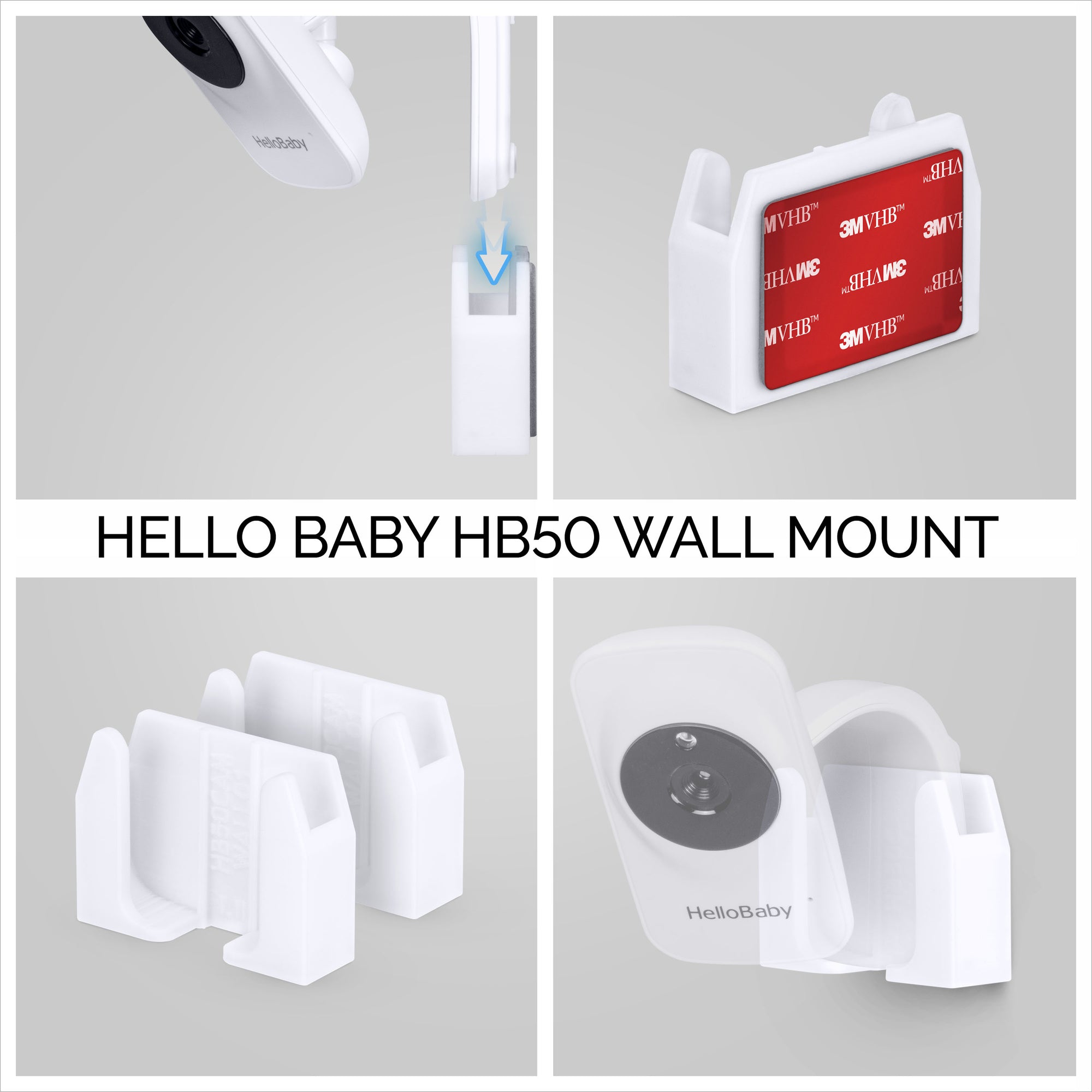 Wall Mount For HB50, (2 Pack), Adhesive Holder for Hello Baby Monitor -  Brainwavz Audio