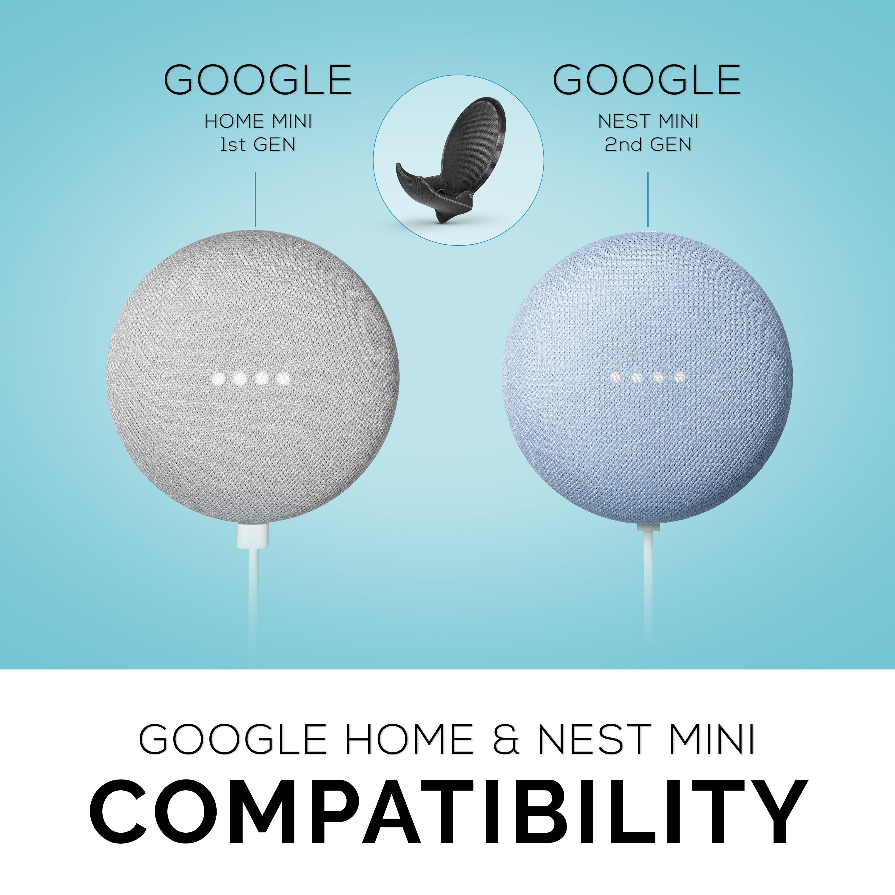 Support Mural Pour Google Nest Mini 2ème Génération - Cache Câbles - Design Compact Et Élégant (Gris)