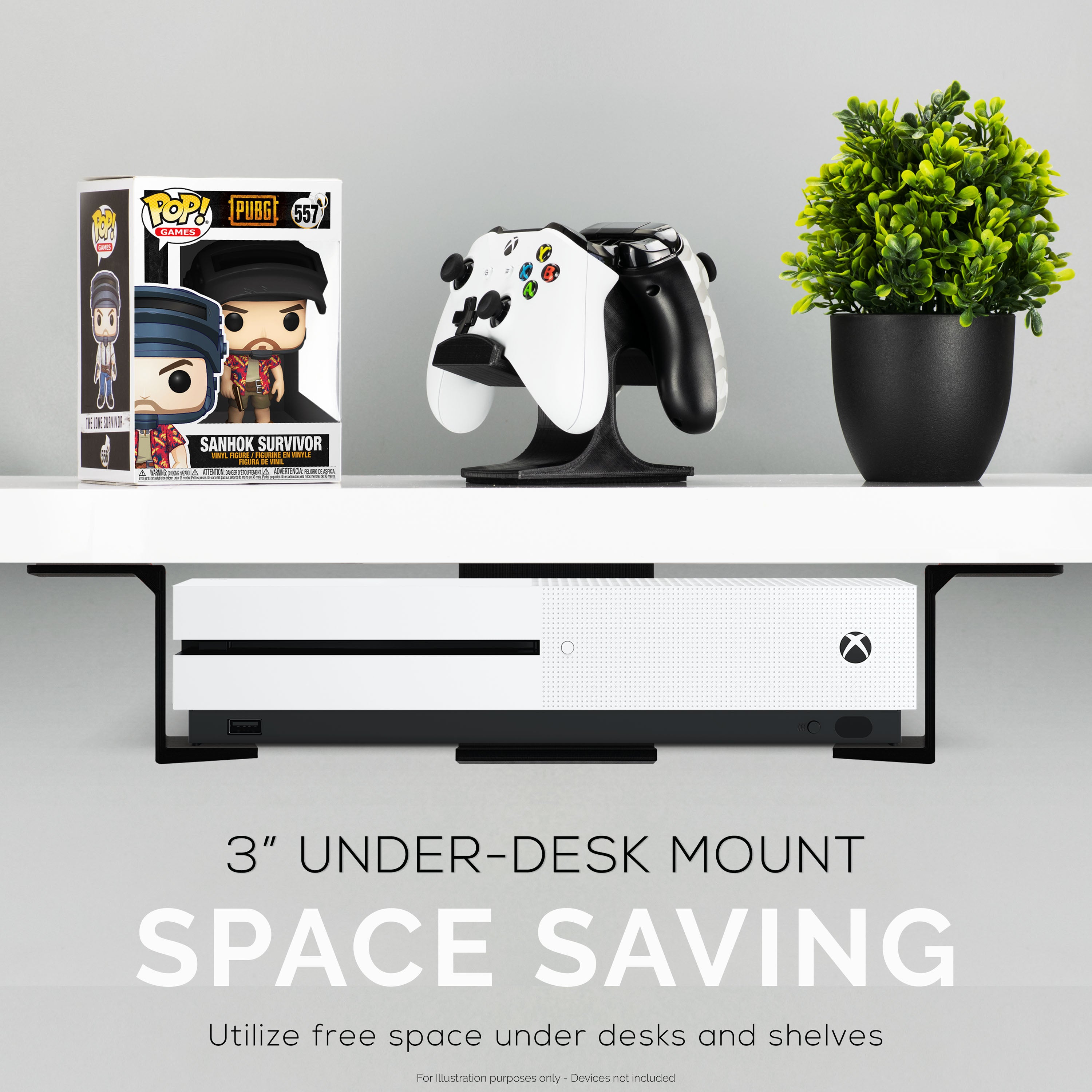 Computer Mount Devic 3” Under Desk Laptop & Device Holder Mount, Adhesive & Screw In, Devic ...