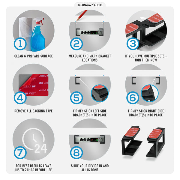 Modular Under Desk Mount Bracket for Keyboards, Routers, Cable Boxes a