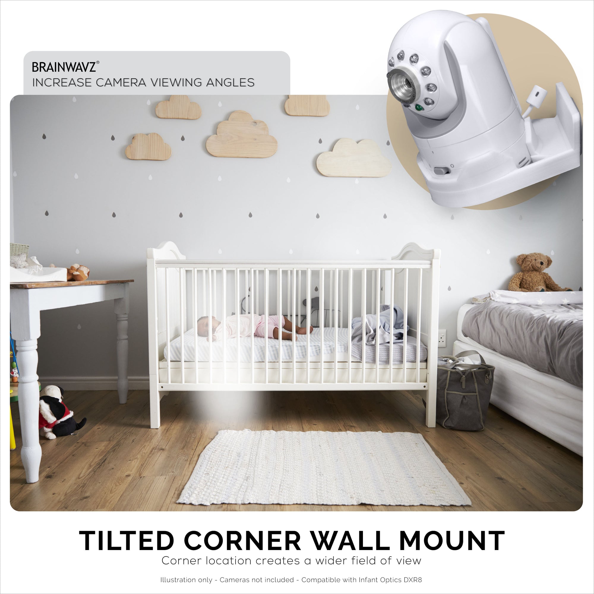 Infant Optics DXR8 Adhesive Wall Mount Shelf Easy To Install, No Sc