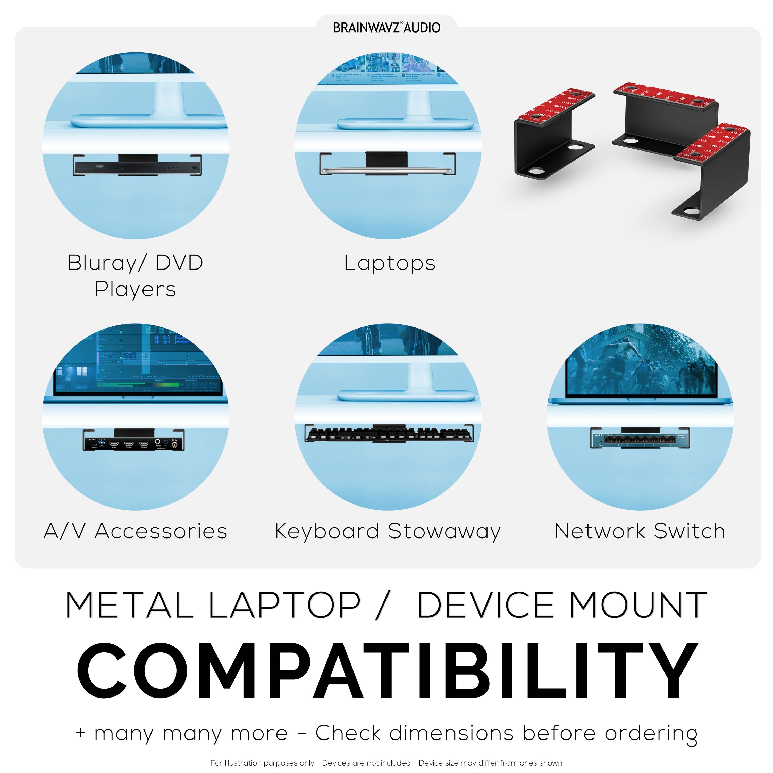 Device Support Tool For Computer Rack Metal Under Desk Holder Mount- Devices upto 1.8