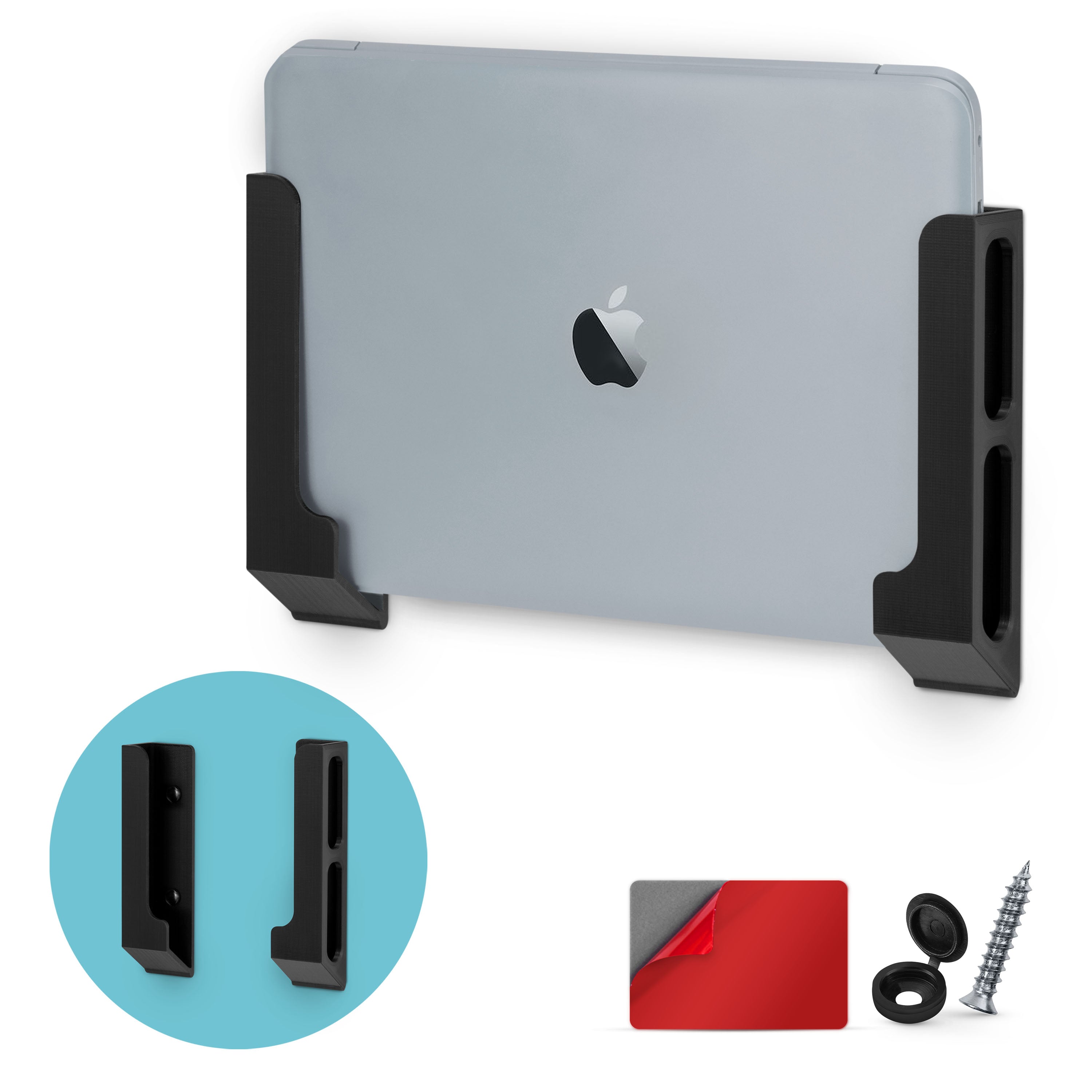 Vertical Laptop Holder Wall Mount with Adhesive & Screw In, Devices upto  1.2/ 31mm For Laptops, Macbooks, Surface, Keyboard, Switch, Tablets & More  - Brainwavz Audio