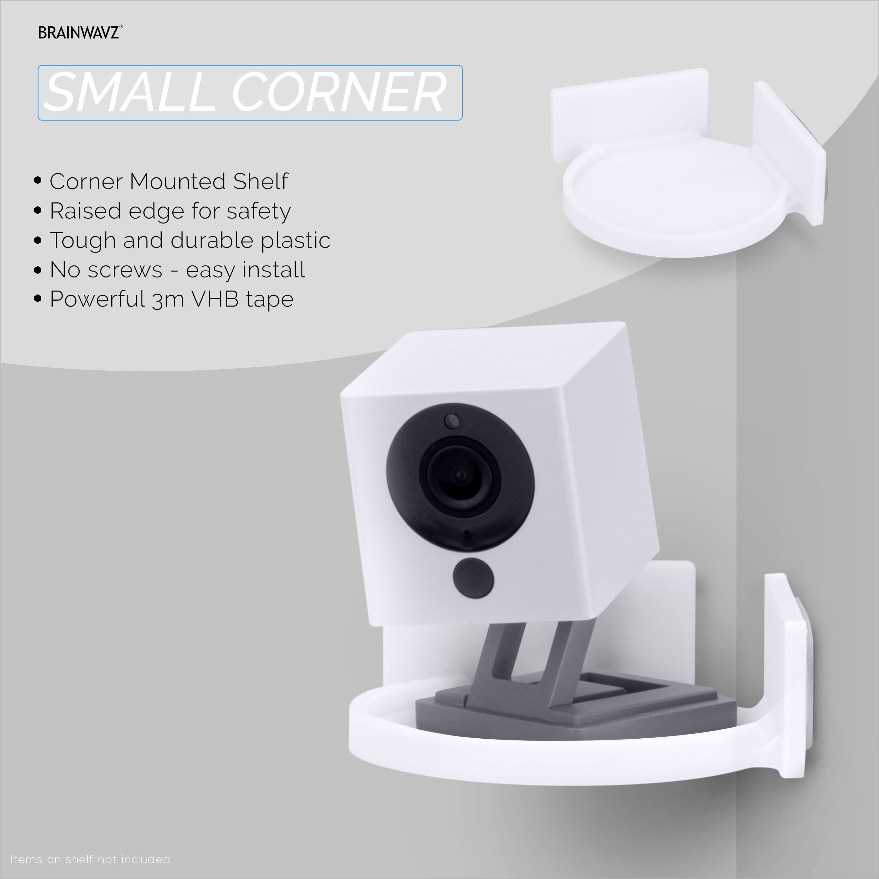 Corner Camera Box Adhesive Small Circular Corner Floating Shelf for Security Cameras, Ba ...