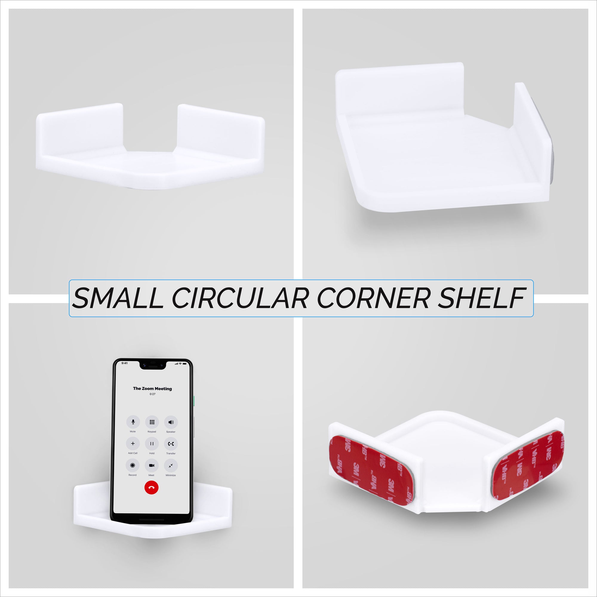 Small Adhesive Corner Floating Shelf for Security Cameras, Baby Monitors, Speakers, Plants &amp; More