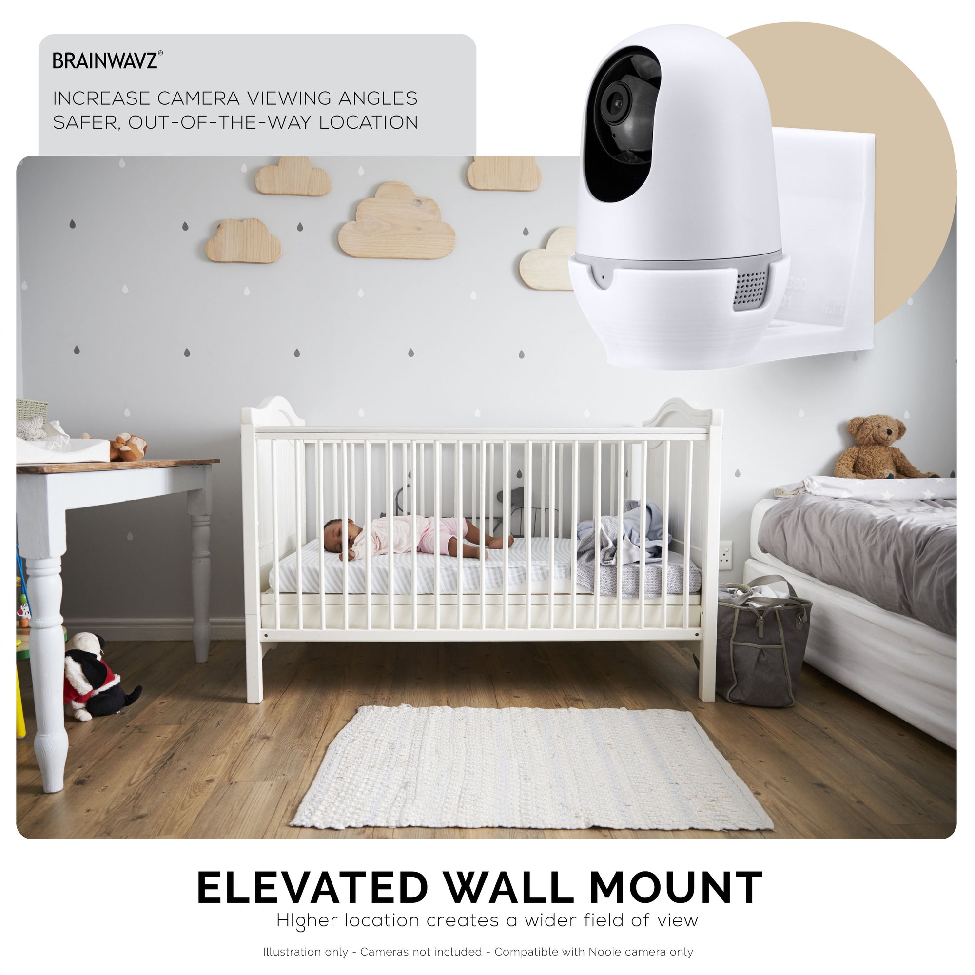 Nooie Cam 360 Wall Mount, Adhesive Holder, Easy to Install