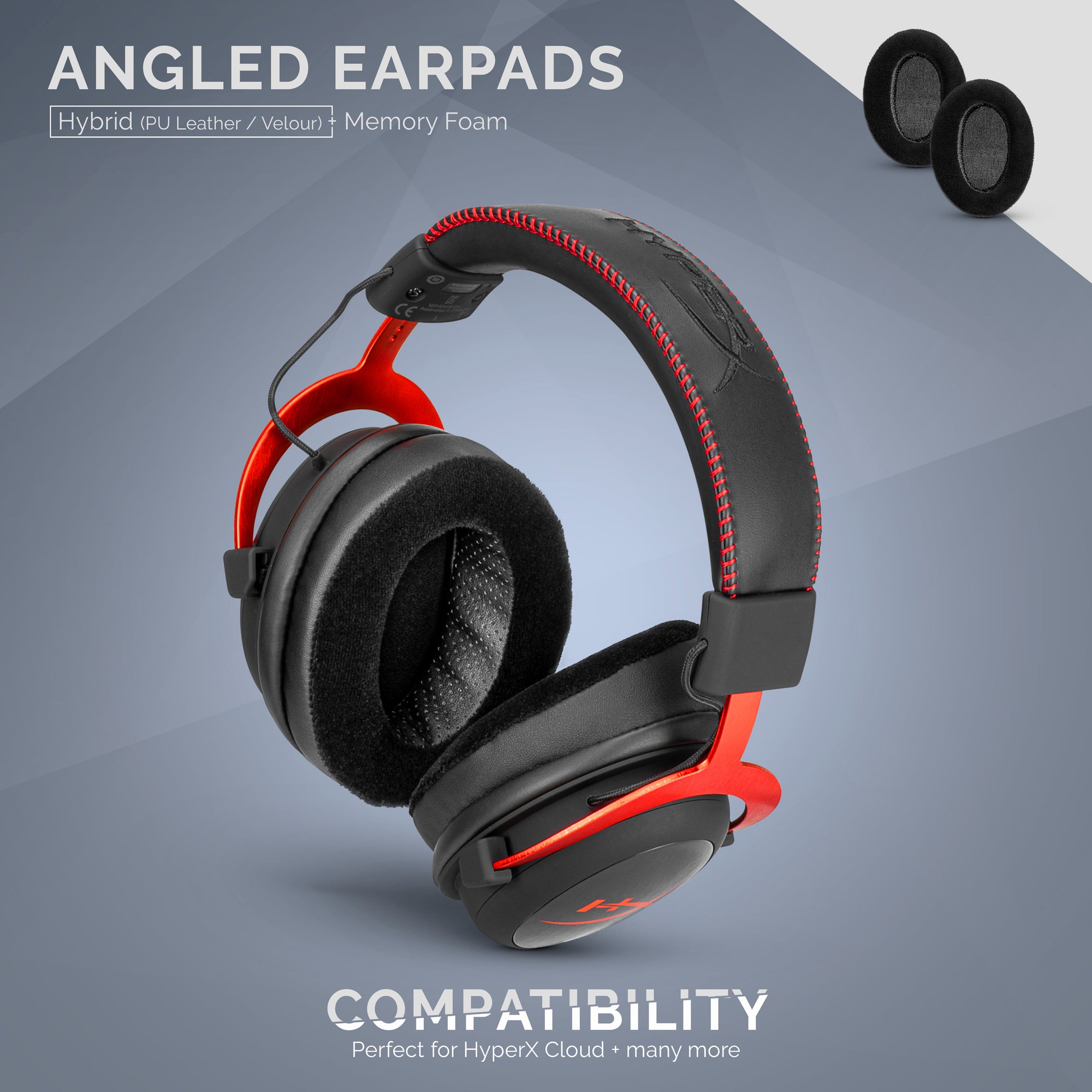 Hybrid Angled Oval Headphone Memory Foam Earpads