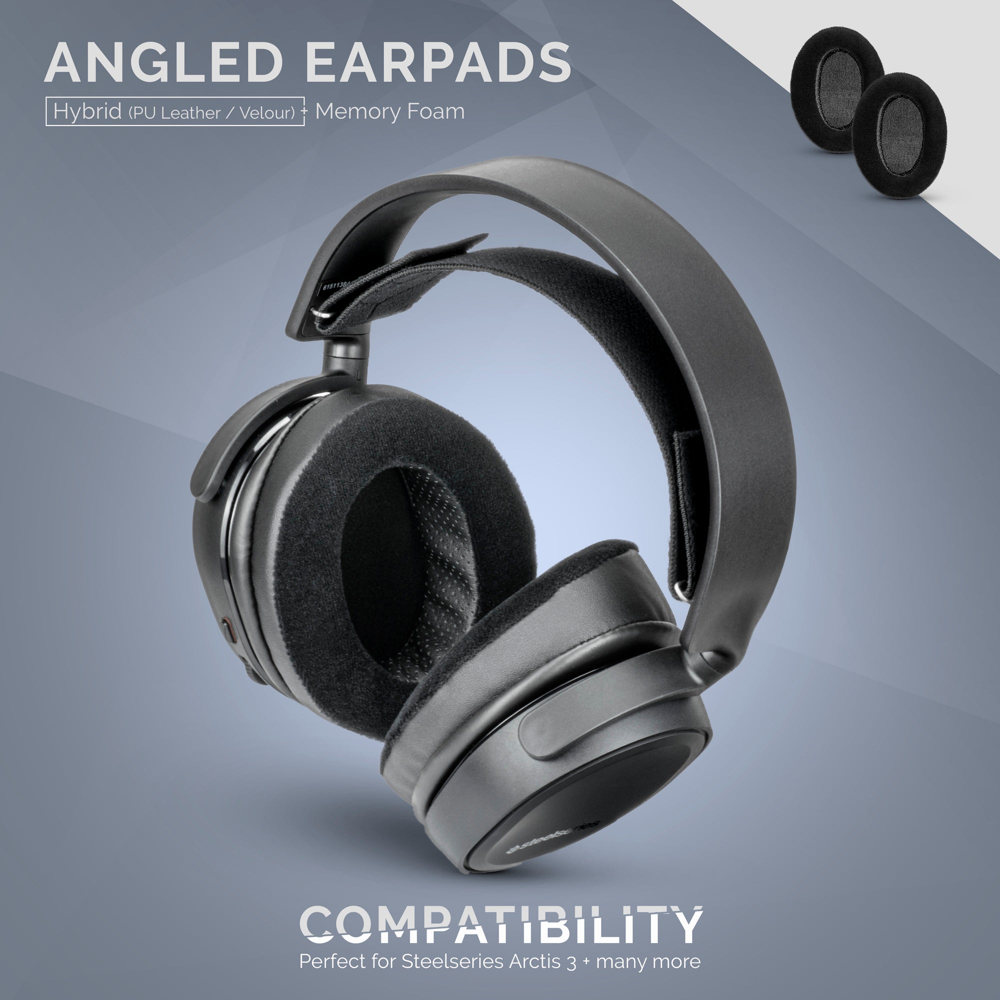 Hybrid Angled Oval Headphone Memory Foam Earpads