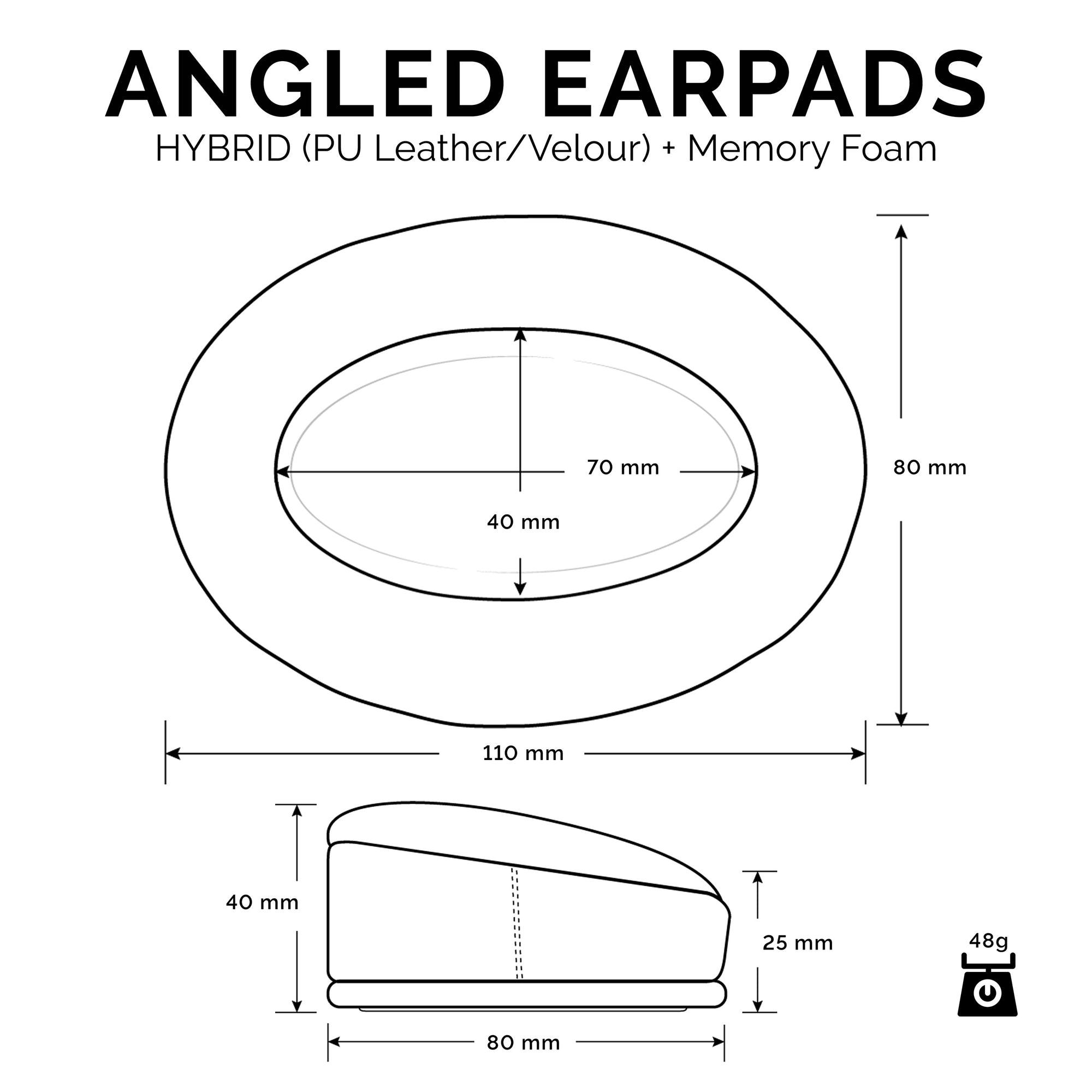 Hybrid Angled Replacement Memory Foam Earpad For ATH M50X hybrid-angled-replacement-memory-foam-earpad-for-ath-m50x