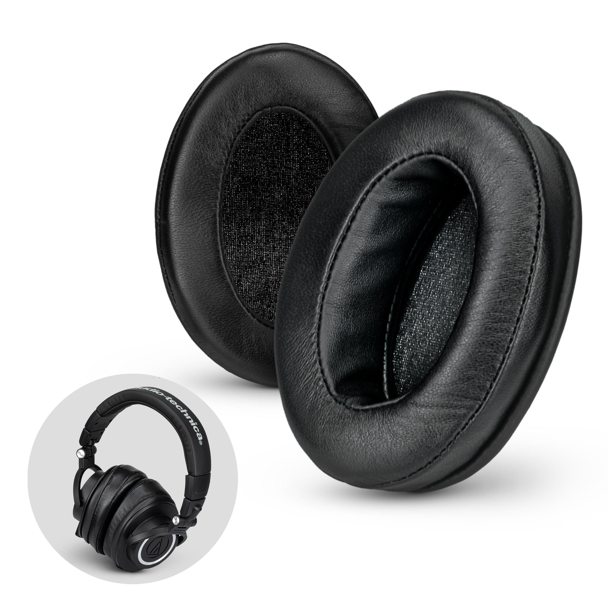 <transcy>Protetores de ouvido de espuma de memória para fones de ouvido - Oval - Couro de pele de carneiro - Angulado</transcy>