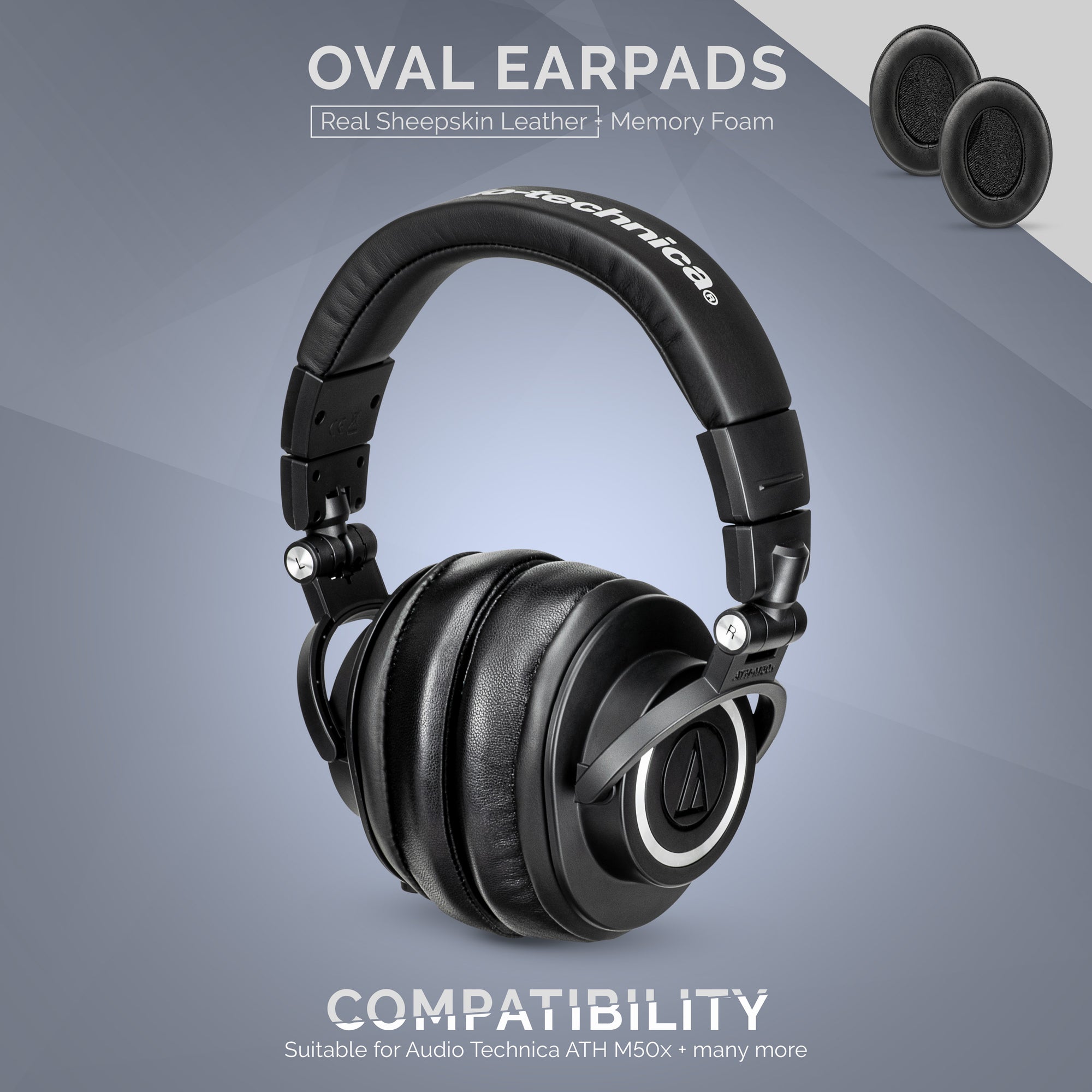 &lt;transcy&gt;Protetores de ouvido de espuma com memória para fones de ouvido - Oval - Couro de pele de carneiro&lt;/transcy&gt;