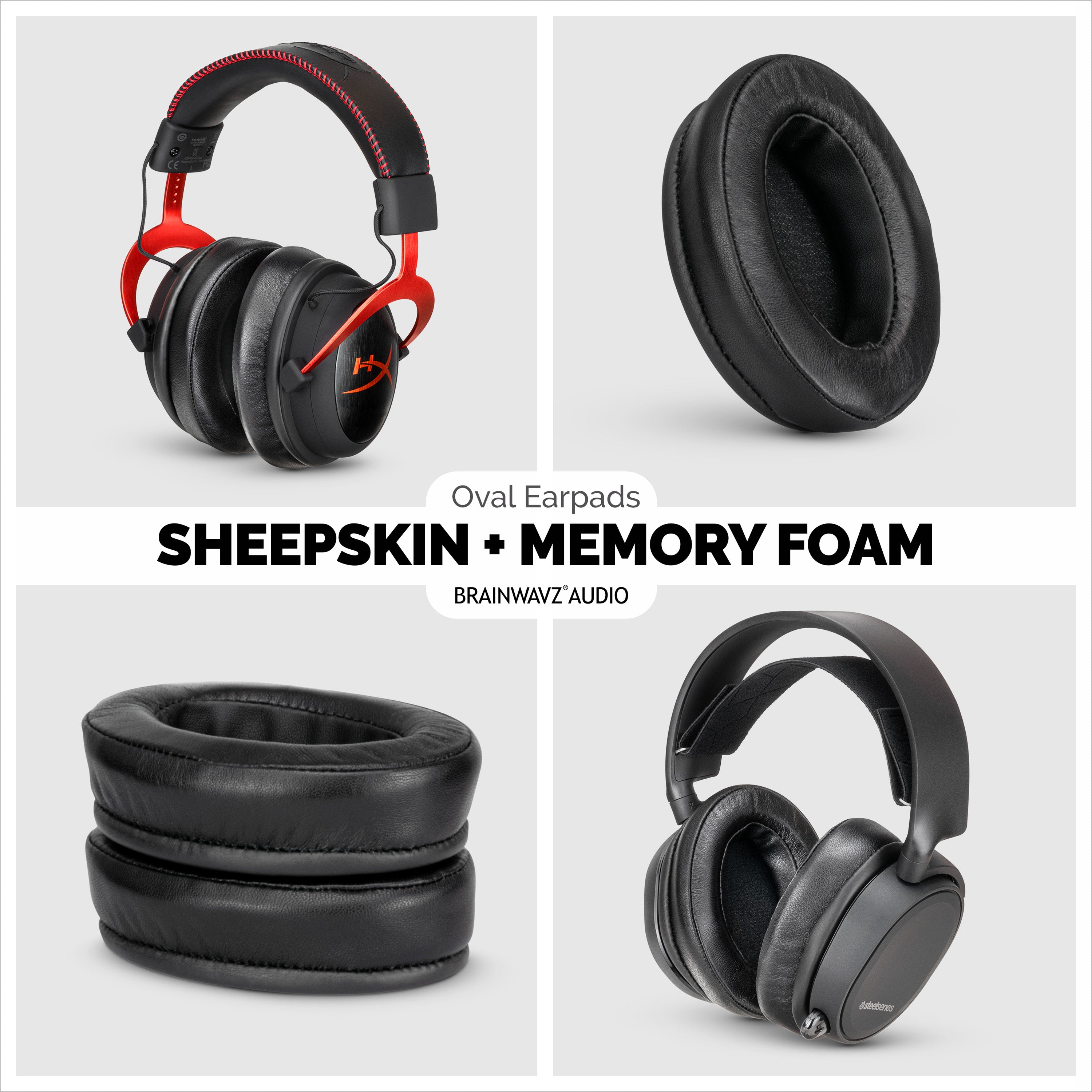 thumbnail image 2 of Replacement Sheepskin Leather Ear Pads For Audeze Sine Planar Headphones - Black Foam Cushions 2 of 4