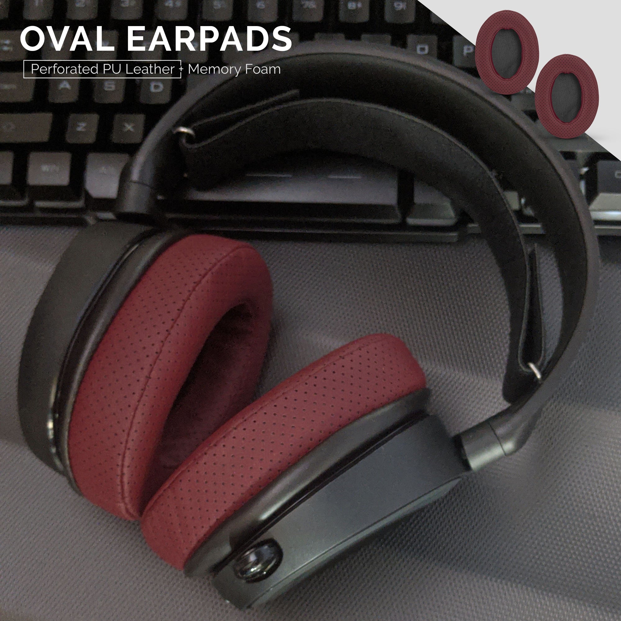 Headphone Memory Foam Earpads - Oval - Perforated