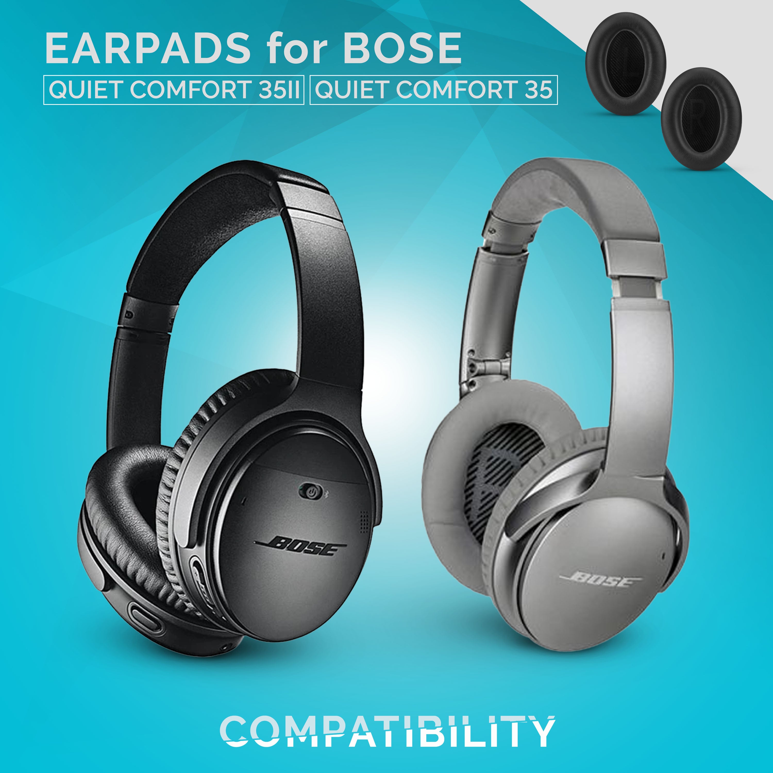 Bose QC35 & QC35ii Replacement Premium Earpads - Brainwavz Audio