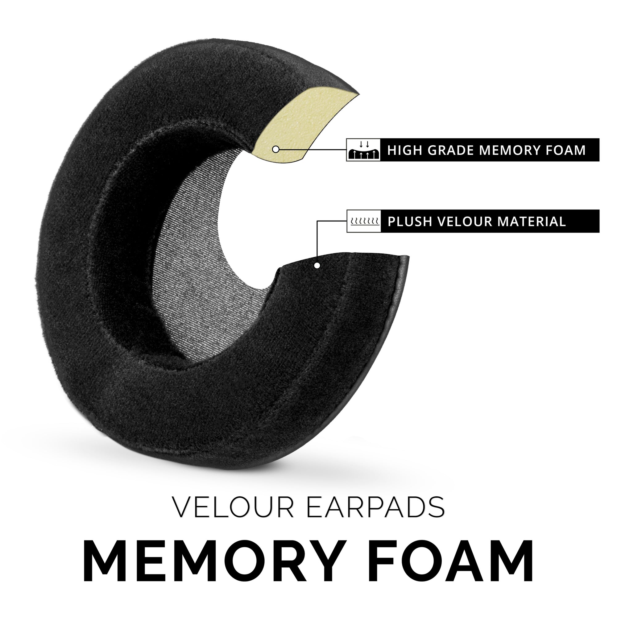 Headphone Memory Foam Earpads - XL Size - Velour