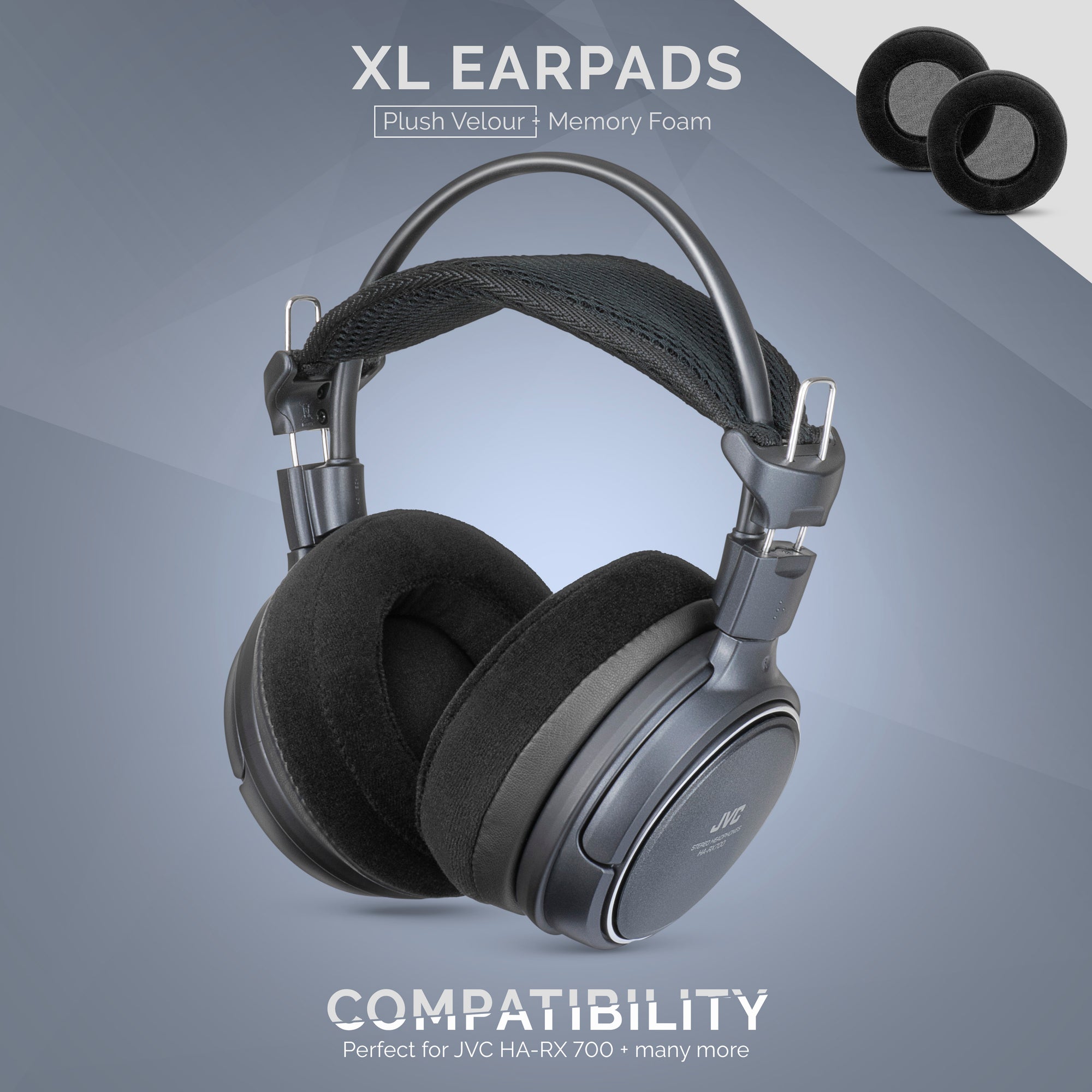 Headphone Memory Foam Earpads - XL Size - Velour