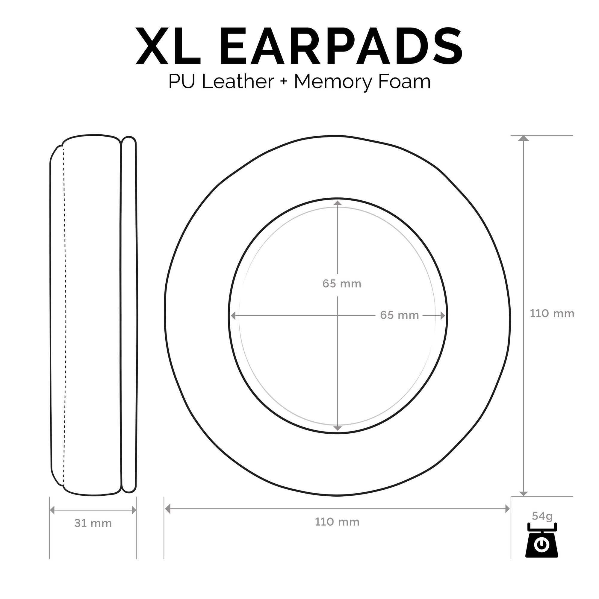 &lt;transcy&gt;Auricolari in memory foam per cuffie - Taglia XL - Pelle PU (vari colori)&lt;/transcy&gt;