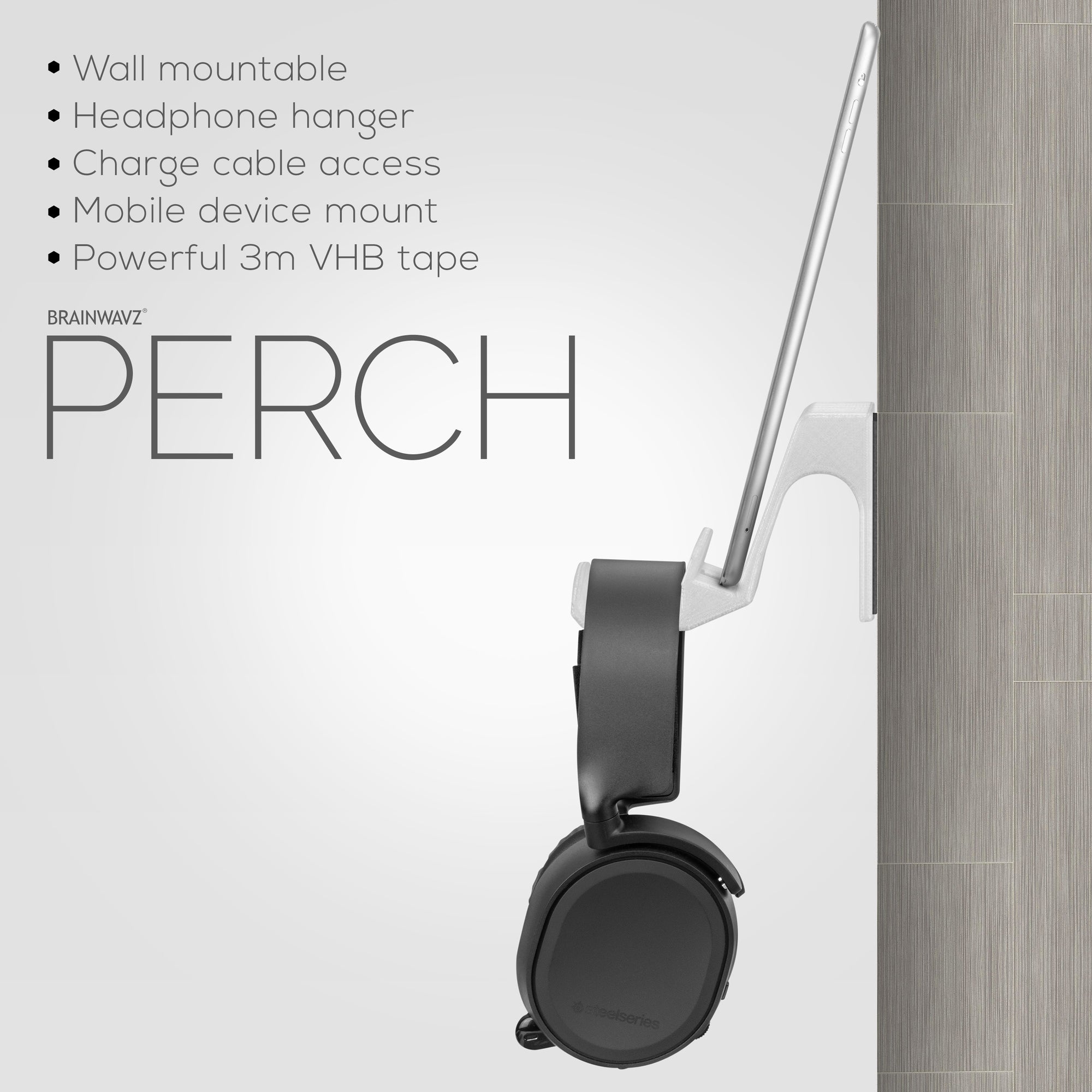 The Perch - Tablet / Phone Mount &amp; Headphone Hanger - iPhone, iPad &amp; Most Android Devices