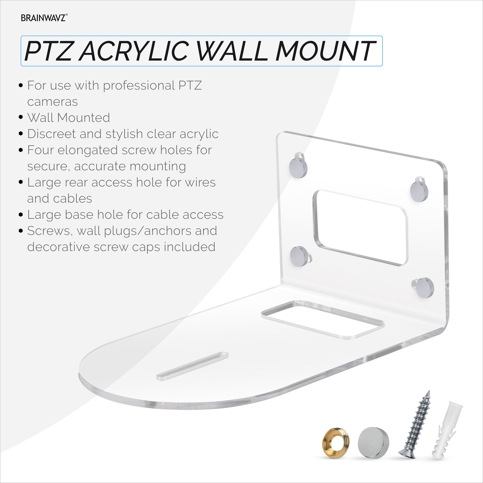 Universal PTZ Camera Wall Mount Bracket, Universal, Suitable for HuddleCam, PTZOptics, AVIPAS, Lumens Camera &amp; More