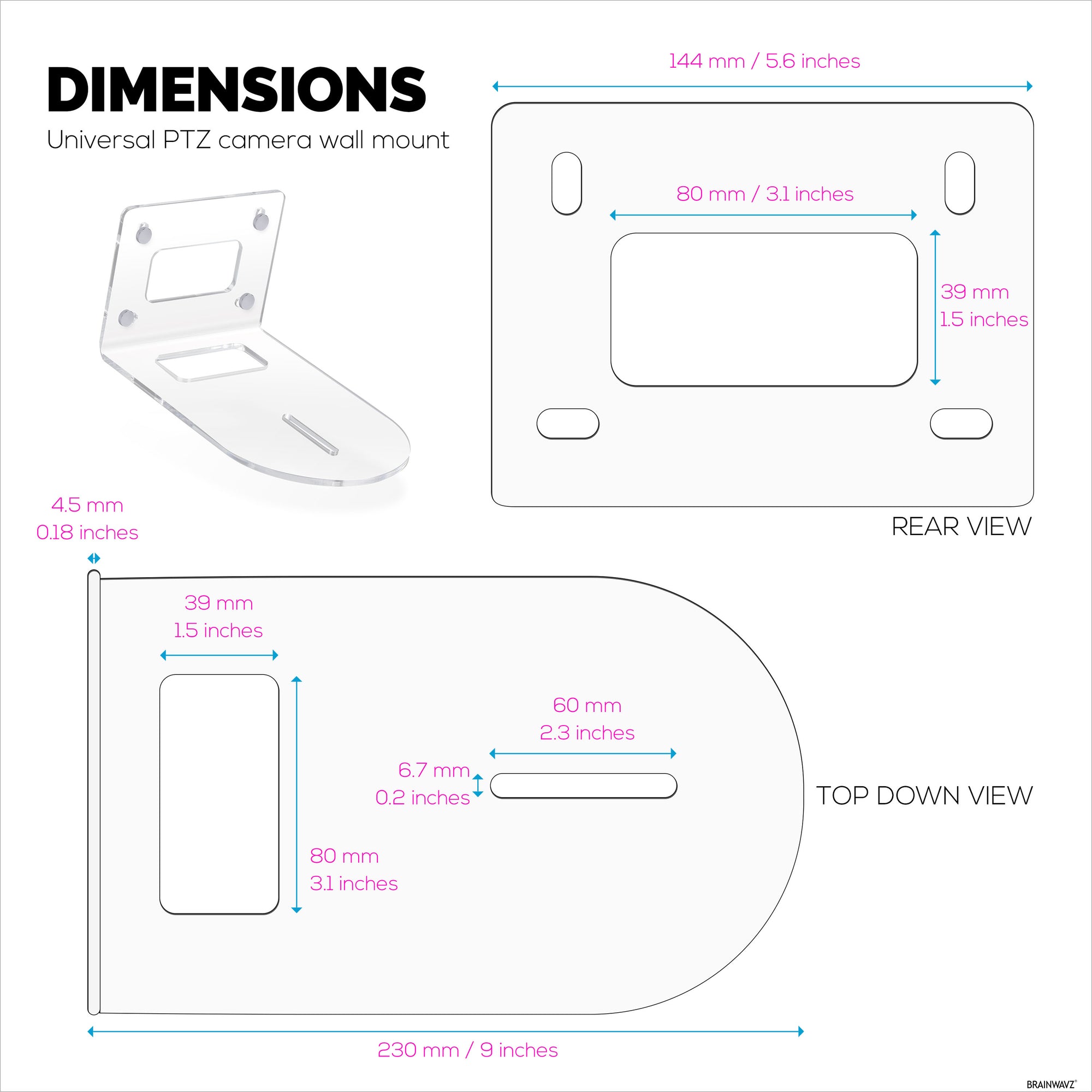 Universal PTZ Camera Wall Mount Bracket, Universal, Suitable for HuddleCam, PTZOptics, AVIPAS, Lumens Camera &amp; More