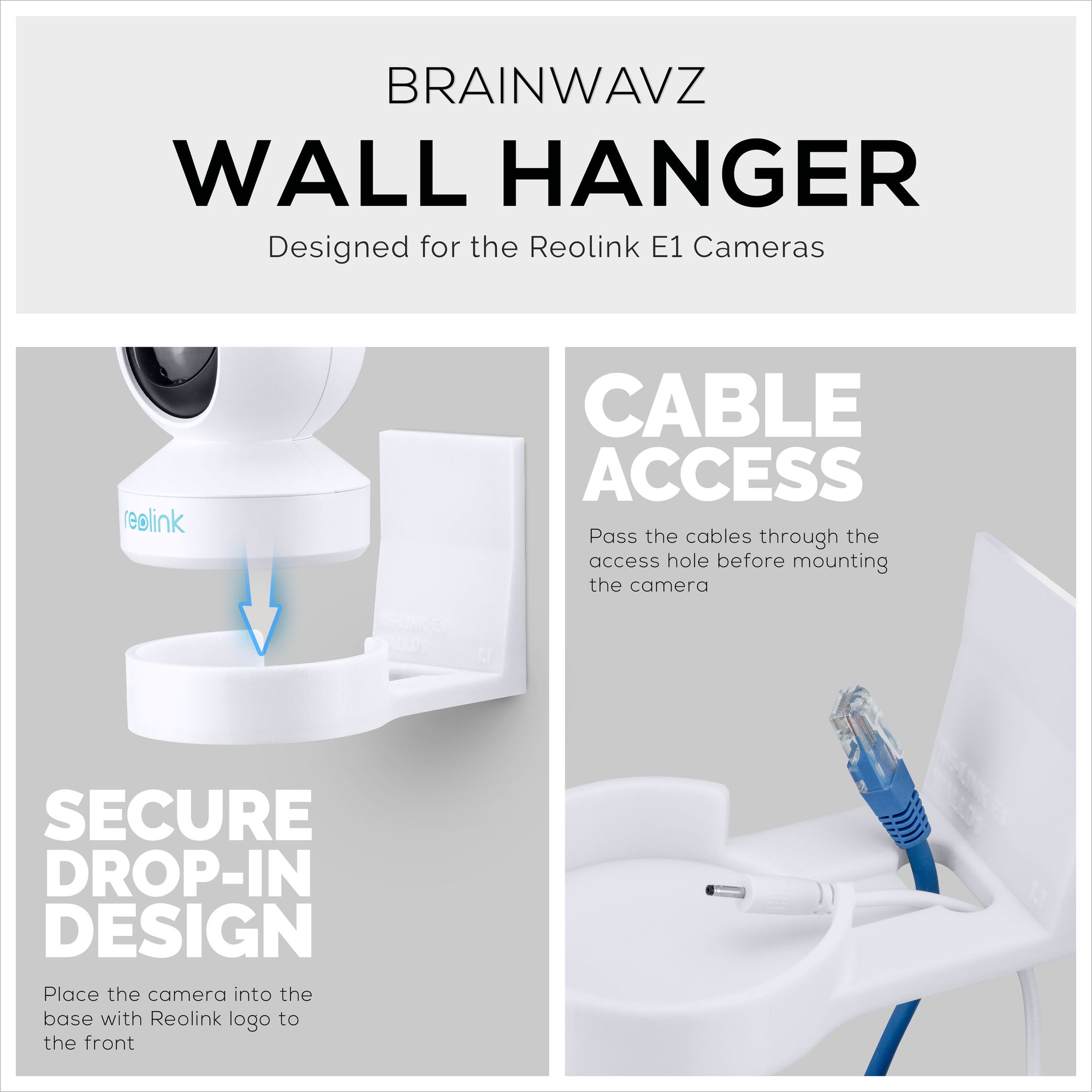 Reolink E1 Wall Mount, Works with E1 &amp; E1 Pro Cameras, Adhesive Holder, Easy to Install