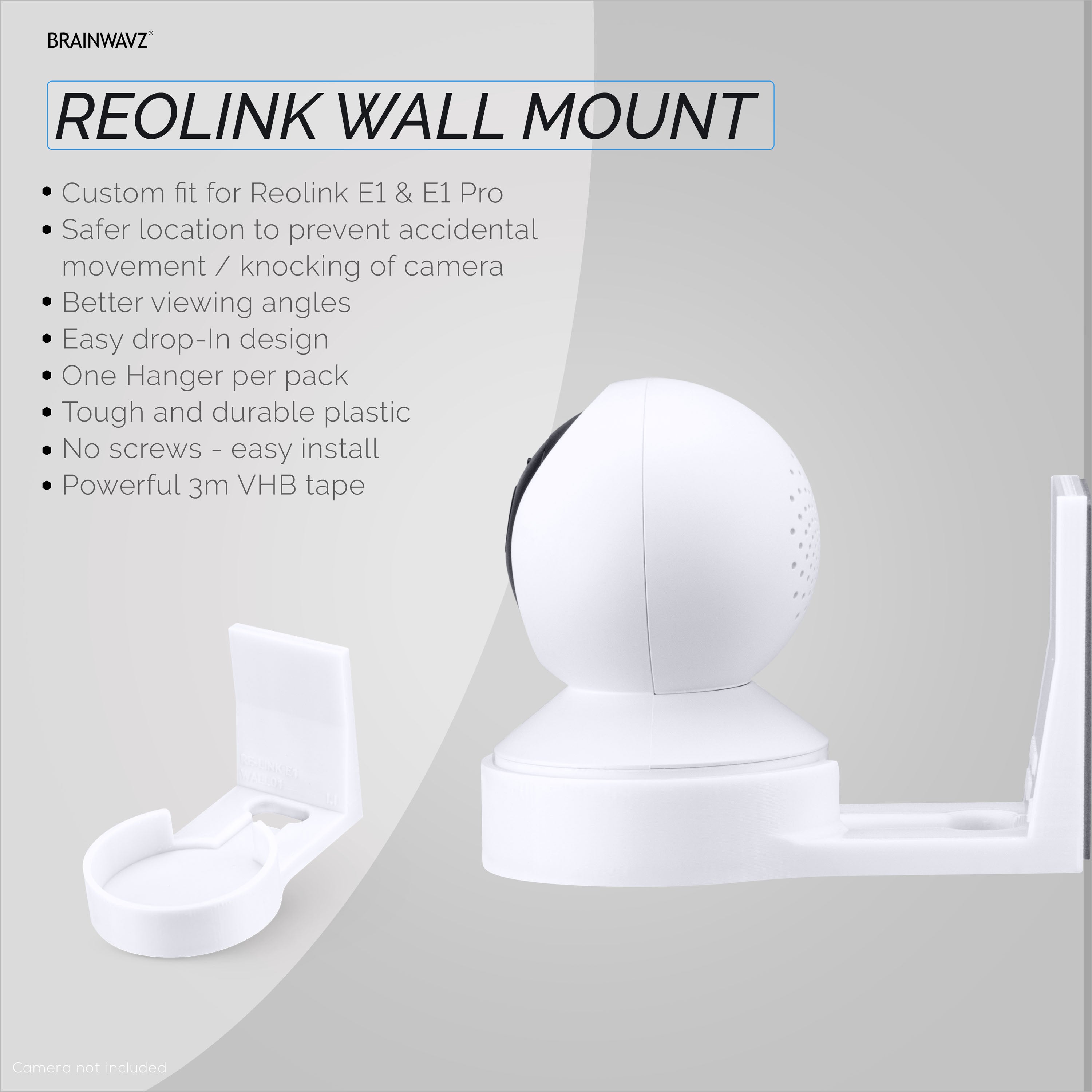 Reolink E1 Wall Mount, Works with E1 & E1 Pro Cameras, Adhesive Holder -  Brainwavz Audio