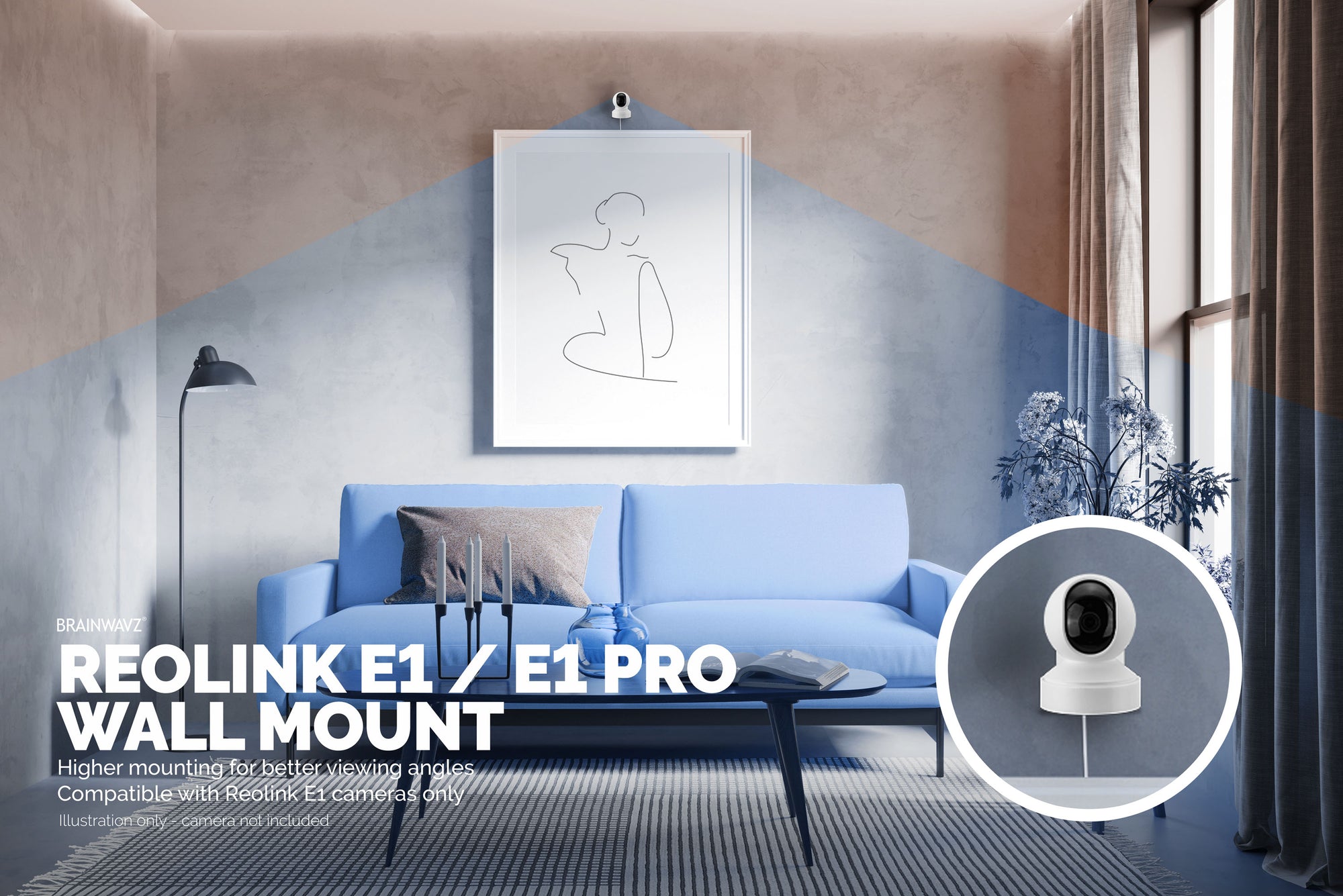 Reolink E1 Wall Mount, Works with E1 &amp; E1 Pro Cameras, Adhesive Holder, Easy to Install