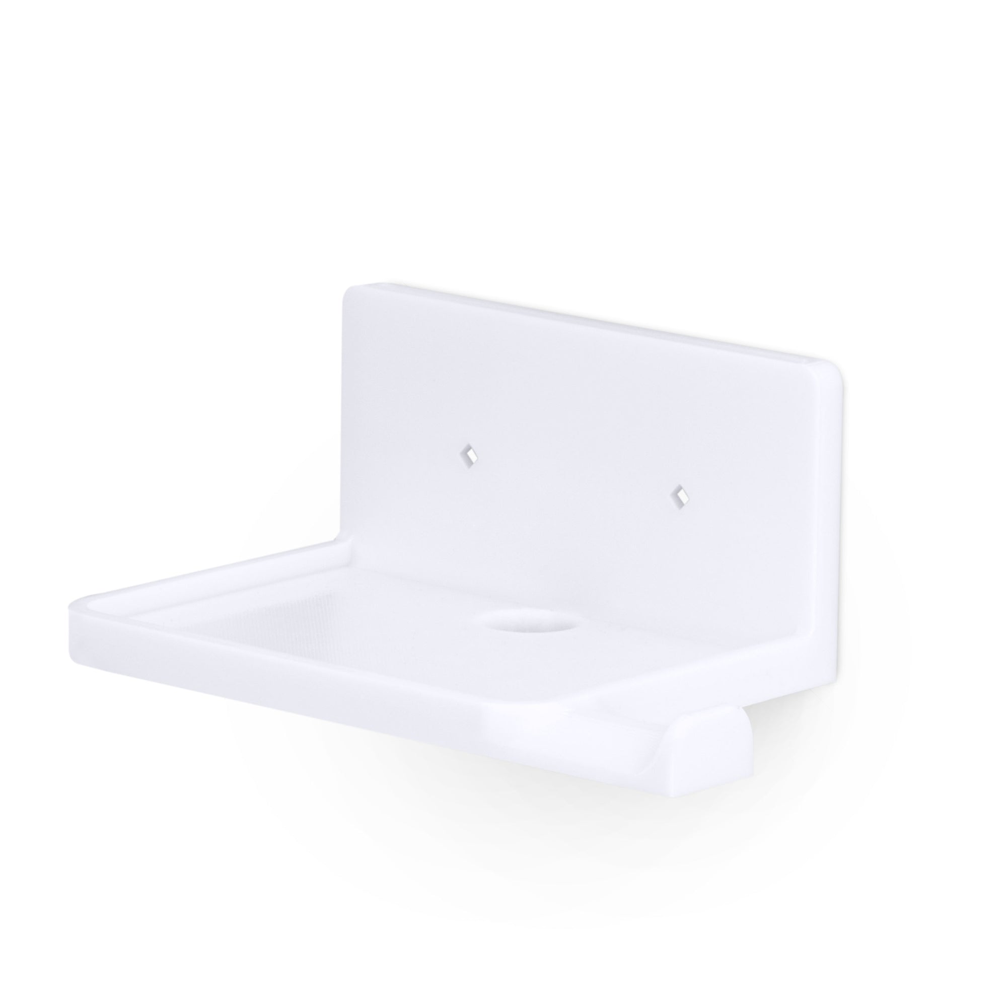 5” Small Floating Shelf with Headphone Hanger, Adhesive &amp; Screw In, For Bluetooth Speakers, Cameras, Plants, Toys, Books &amp; More By Brainwavz (RF2105-HP, White)