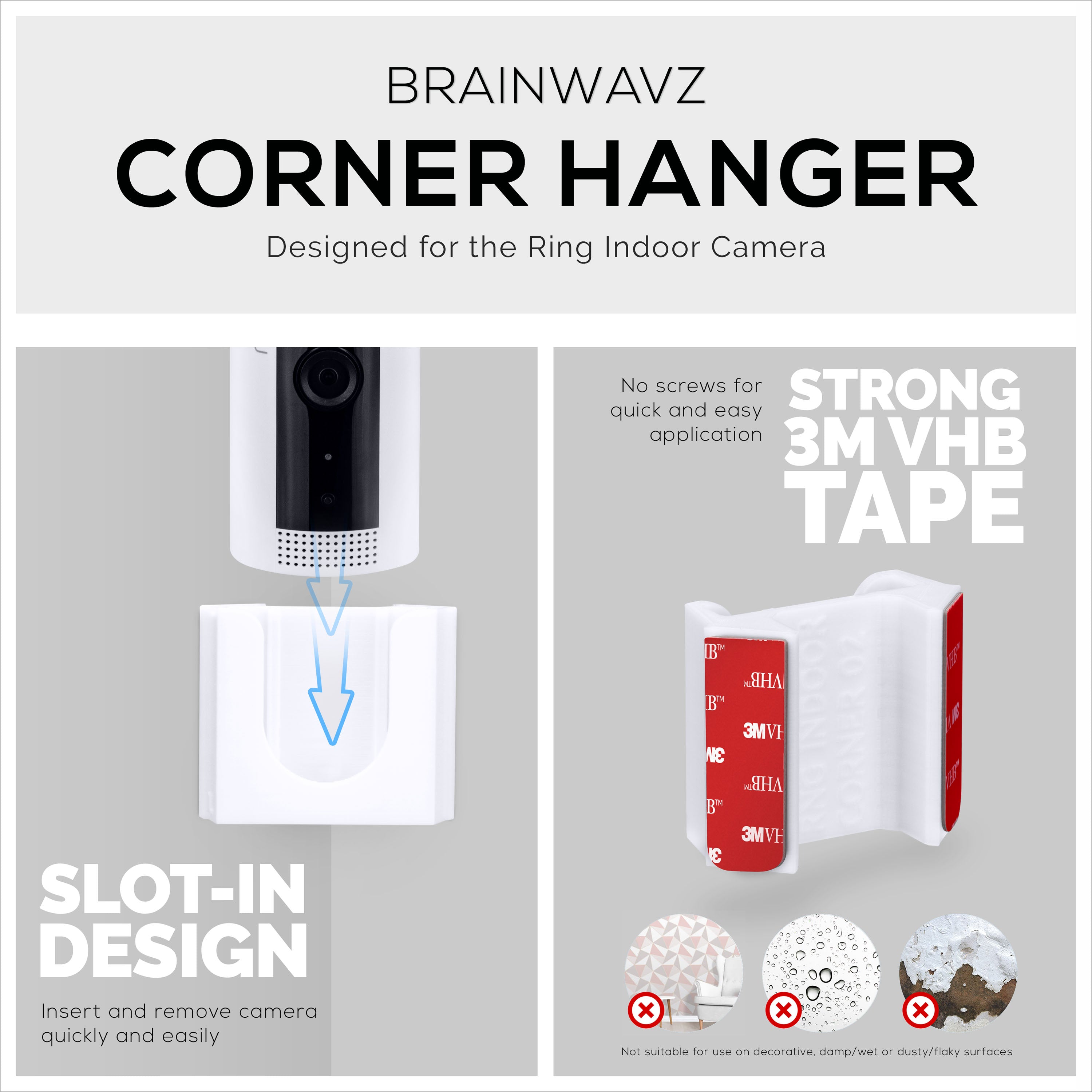Ring Stick Up Camera Corner Mount Bracket – Indoor/Outdoor Wall Mount