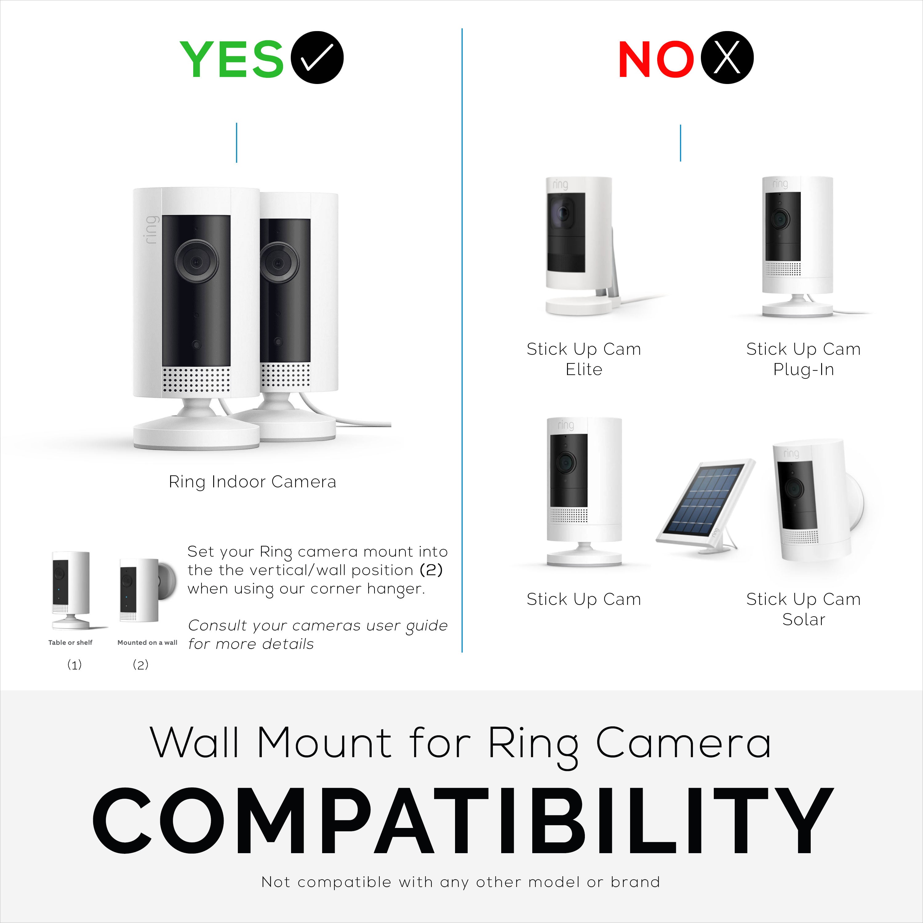 Corner Wall Mount For Ring Indoor (2 Pack) Security Camera Adhesive