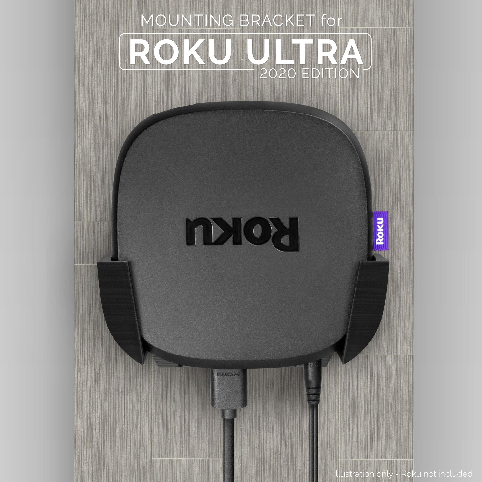Roku Ultra 2020 Wall &amp; TV Mount - Adhesive Holder, No Screws or Mess
