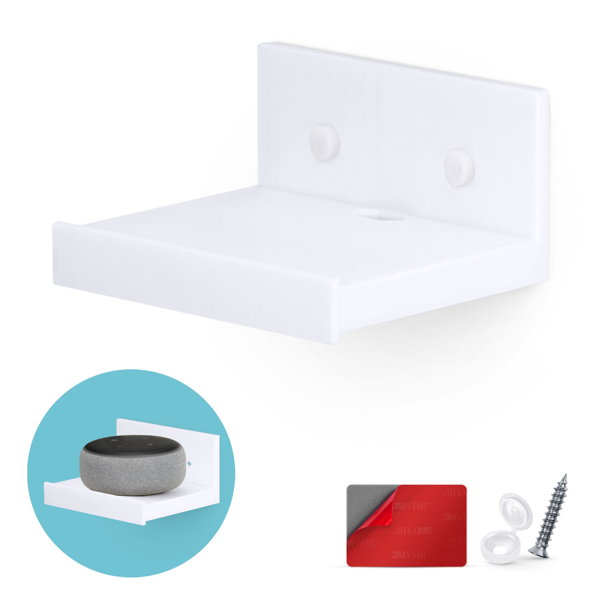 5” Small Floating Shelf, Adhesive & Screw In, For Bluetooth Speakers, Cameras, Plants, Toys, Books & More, Easy to Install Shelves (SHELF SF2105, White)