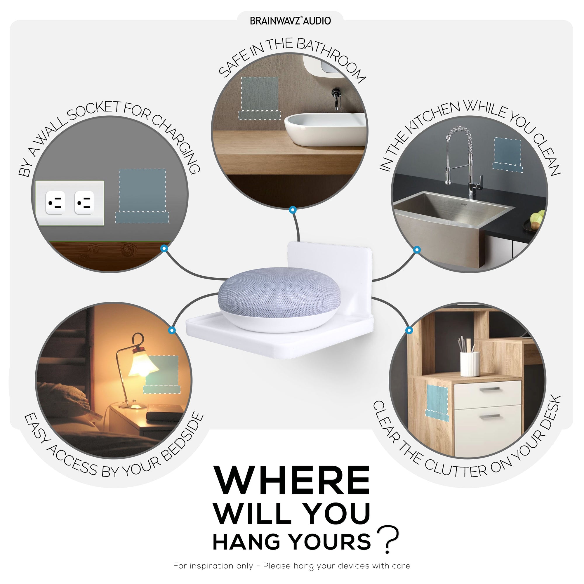 Adhesive Floating Small Shelf (160) Wall Mounted with Cable Management - Easy To Install, No Mess