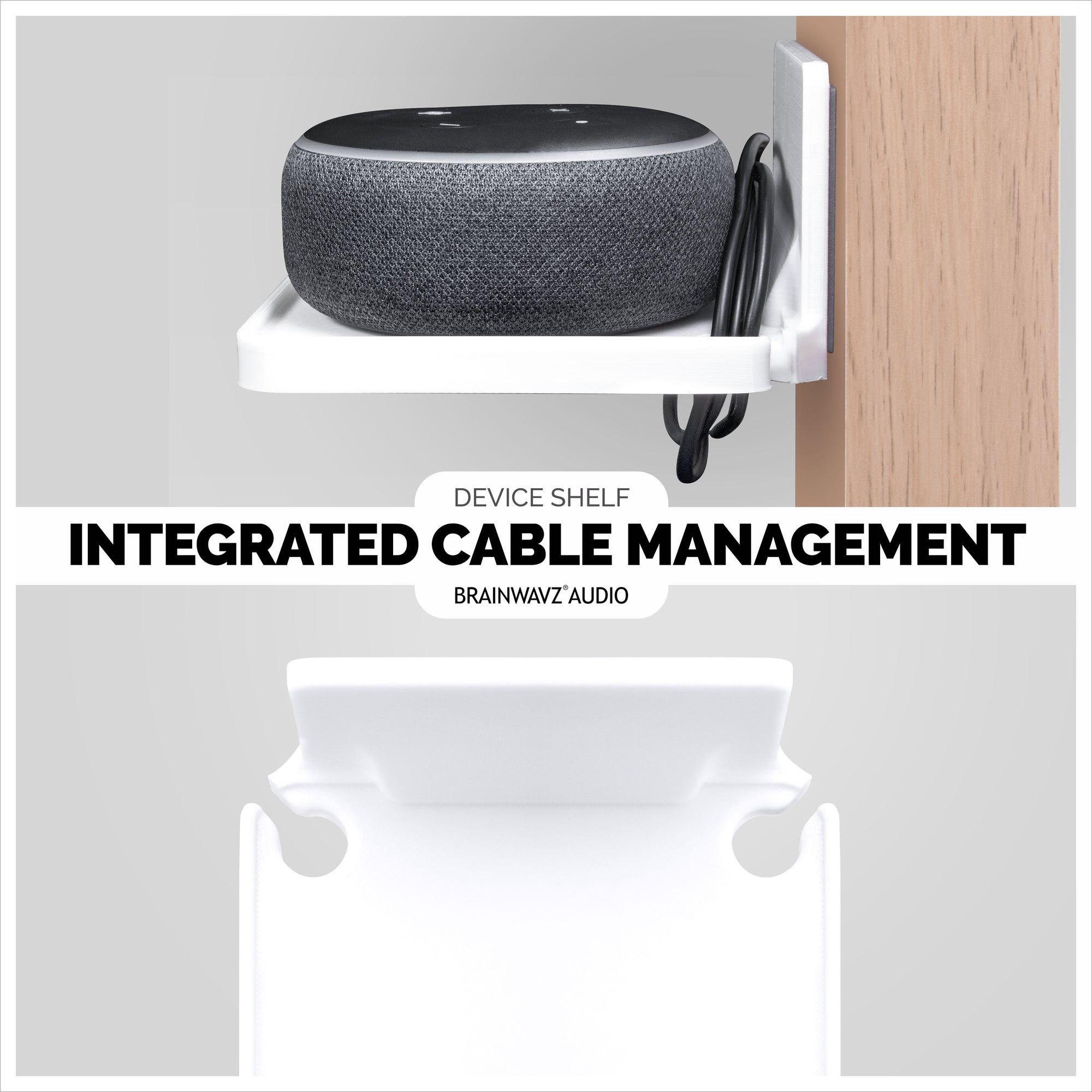 Adhesive Floating Small Shelf (160) Wall Mounted with Cable Management - Easy To Install, No Mess
