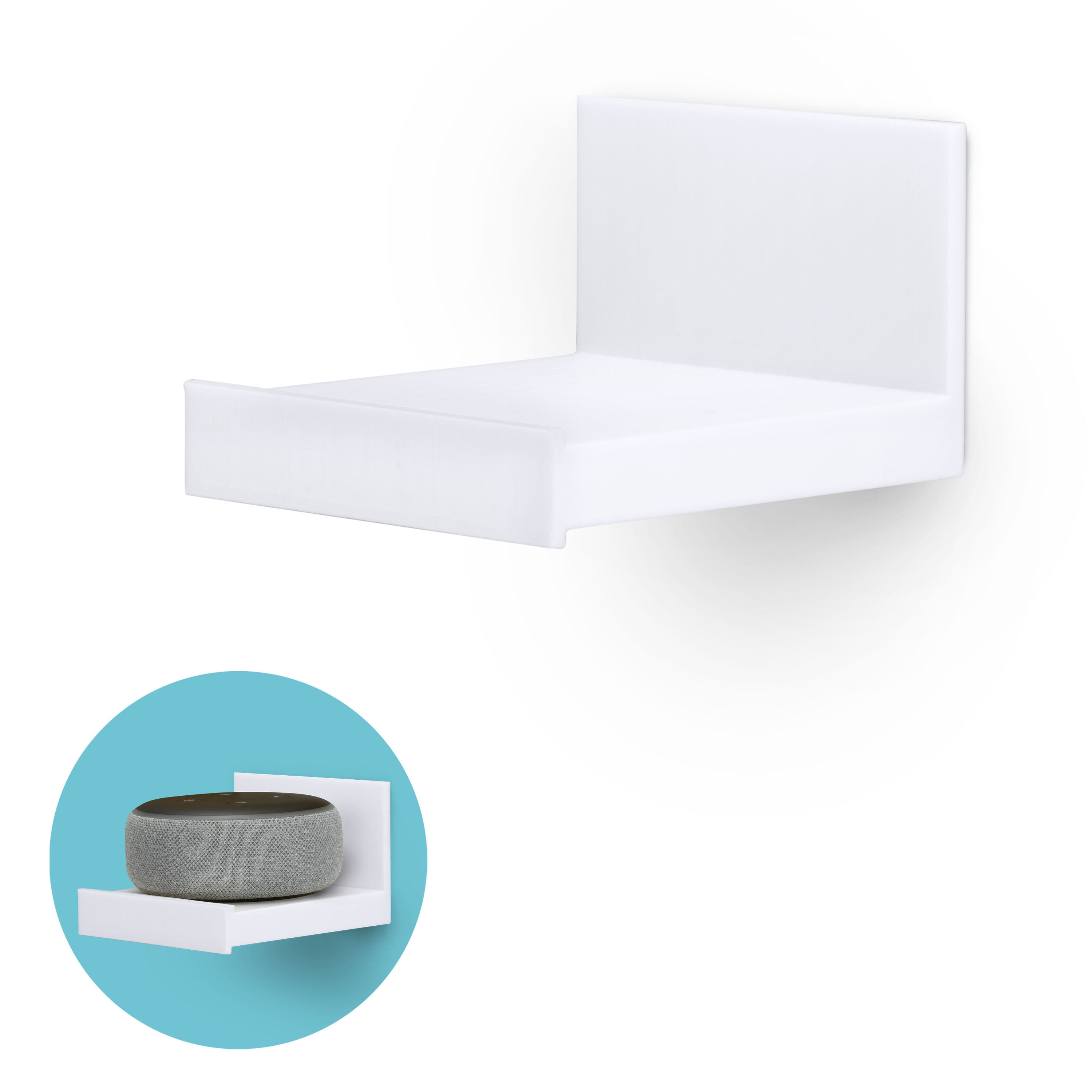 6.5” Small Floating Shelf, Adhesive & Screw In, for Bluetooth Speakers,  Cameras, Plants, Toys & More, Universal Holder, Easy to Install (SHELF
