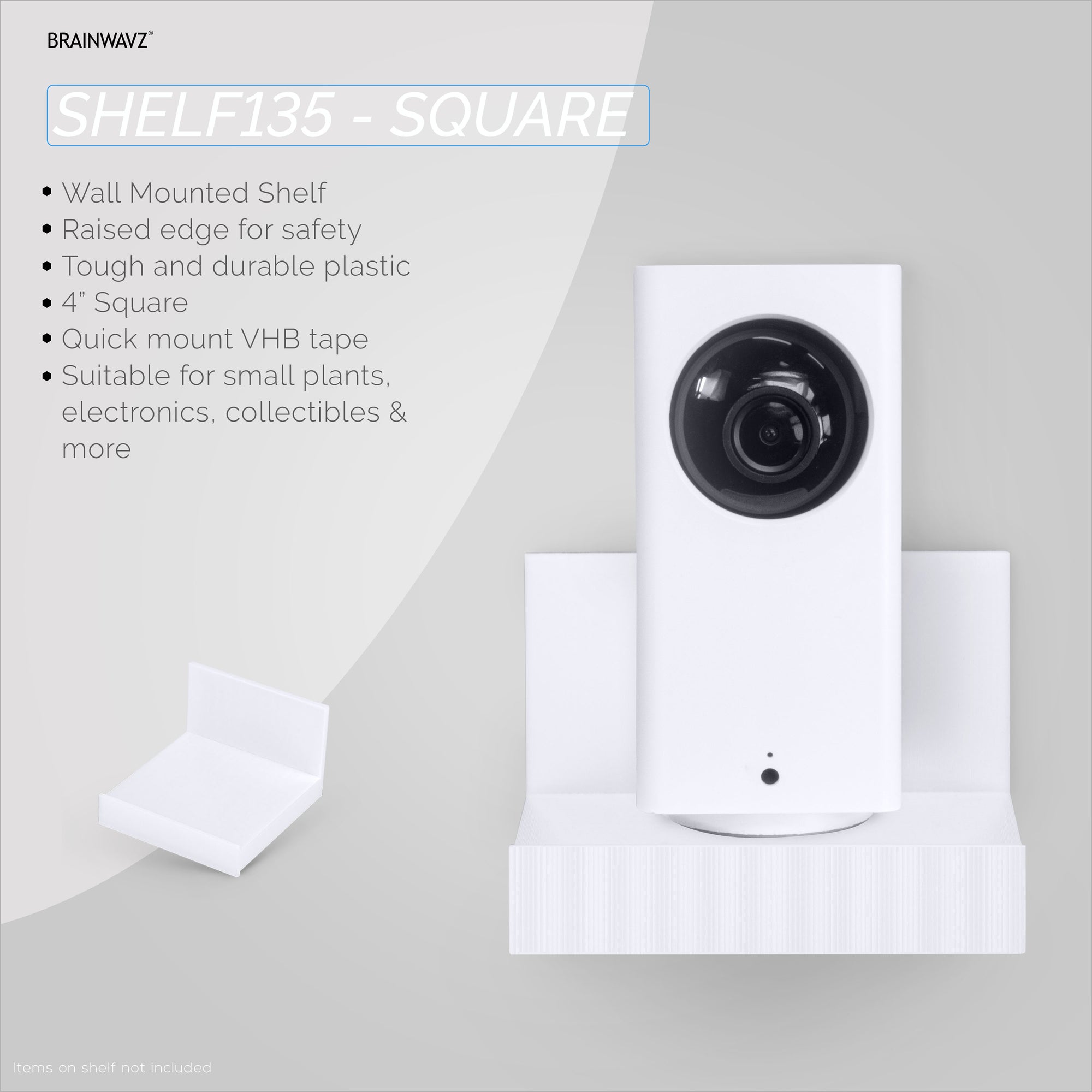 4&quot; Adhesive Universal Small Floating Shelf (135) for Security Cameras, Small Plants, Storage &amp; More