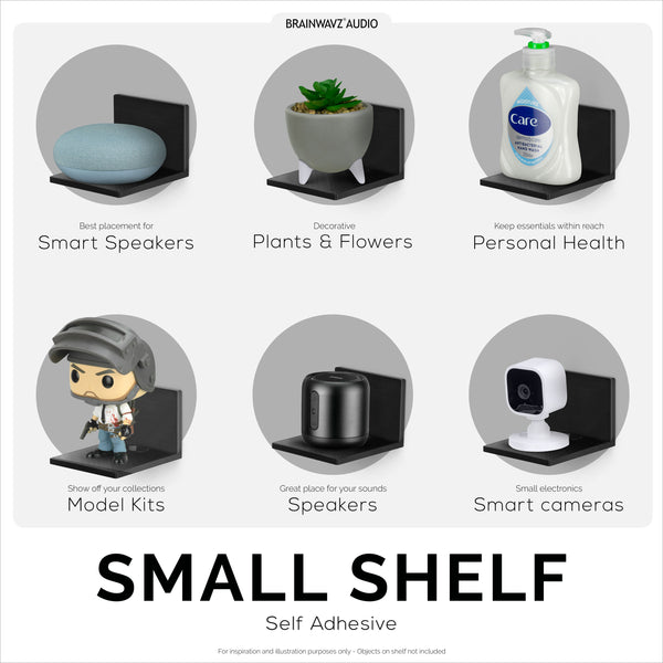 3.5” Small Floating Shelf Speaker & Camera Stand, Self Adhesive, No Sc ...