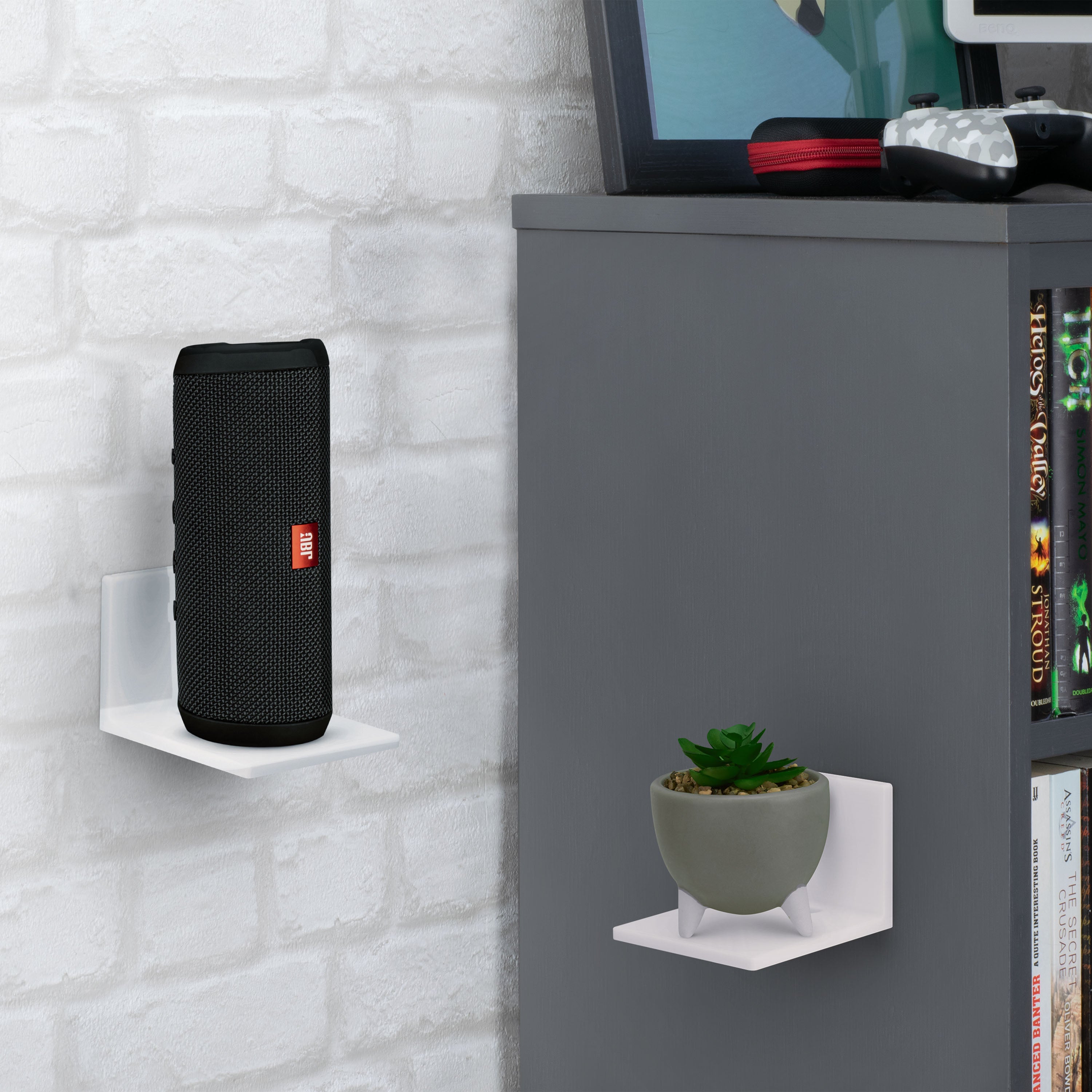 3.5” Small Floating Shelf Speaker & Camera Stand, Self Adhesive, No Sc -  Brainwavz Audio