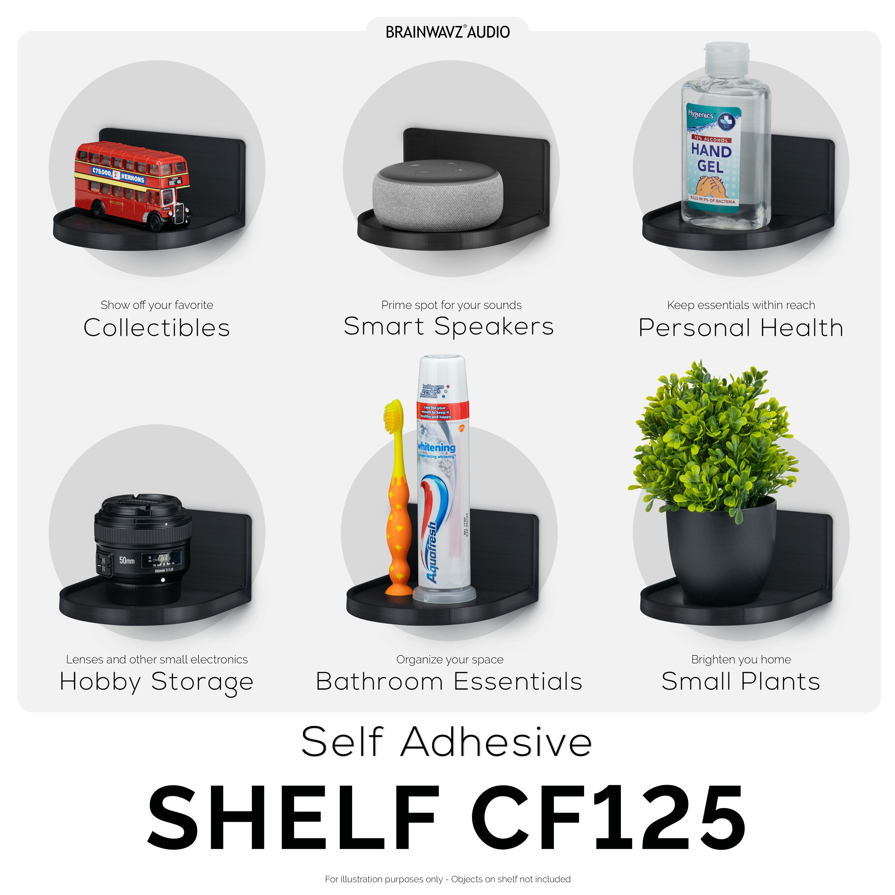 6.7 Wide Floating Adhesive Shelf (200) w/ Cable Access for Cameras, Baby  Monitors, Plants & More (172mm x 105mm / 6.7” x 4.1”)