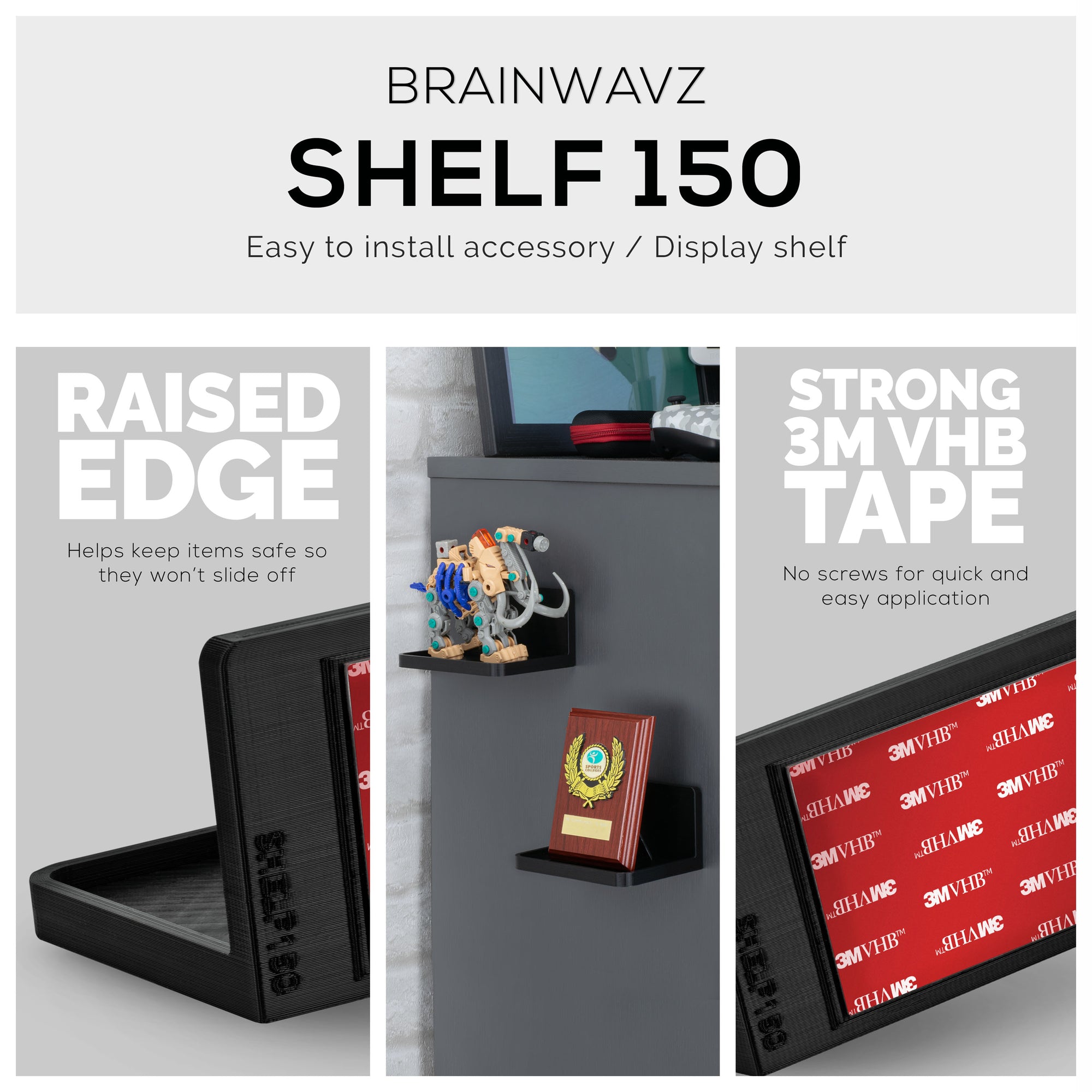 4.6&quot; Adhesive Baby Monitor Wall Mount Shelf, Also for Cameras, Speakers, Decor, Toys, Bedroom, Wifi Routers, Kitchen, Cable Box &amp; More, Easy to Install