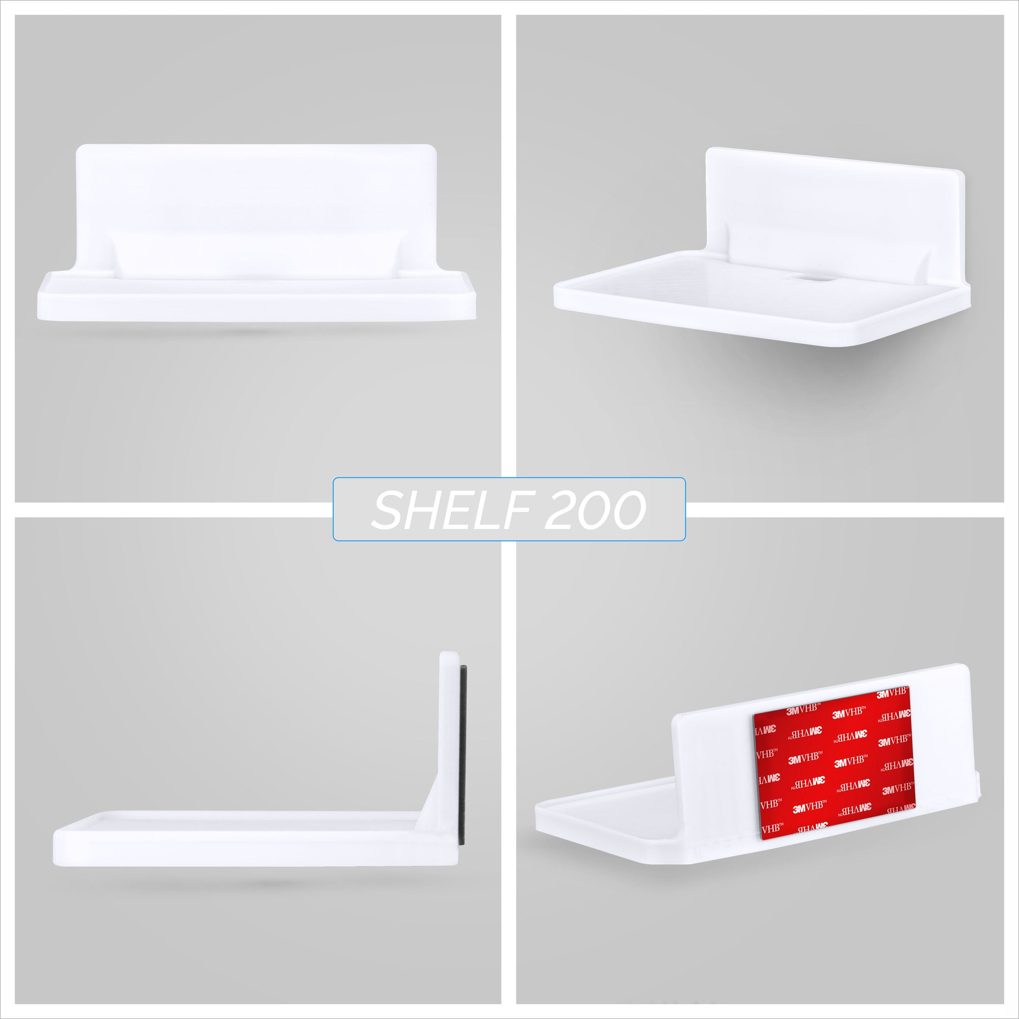 6.7&quot; Wide Floating Adhesive Shelf (200) w/ Cable Access for Cameras, Baby Monitors, Plants &amp; More (172mm x 105mm / 6.7” x 4.1”)