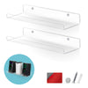 2-Pack 15&quot; Floating Acrylic Wall Shelf for Speakers, Books, Decor, Plants, Cameras, Photos, Kitchen, Bathroom, Routers &amp; More Universal Small Holder Shelves
