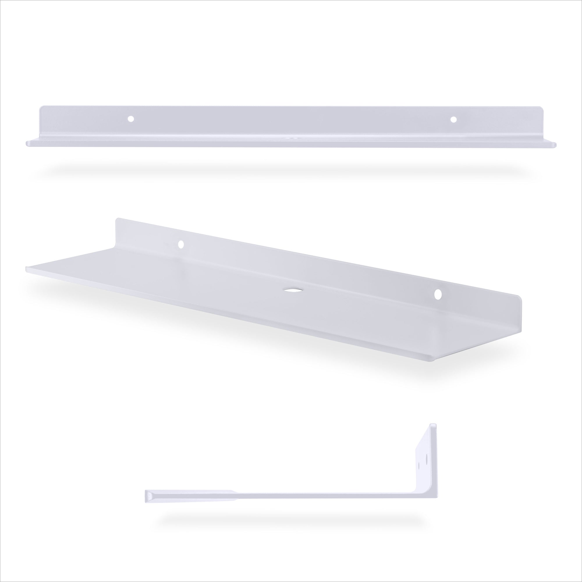 2-Pack 19.5&quot; Floating Universal Metal Wall Shelf for Books, Organizer, Speakers, Plants, Cameras, Books, Decor Display, Storage, Routers &amp; More