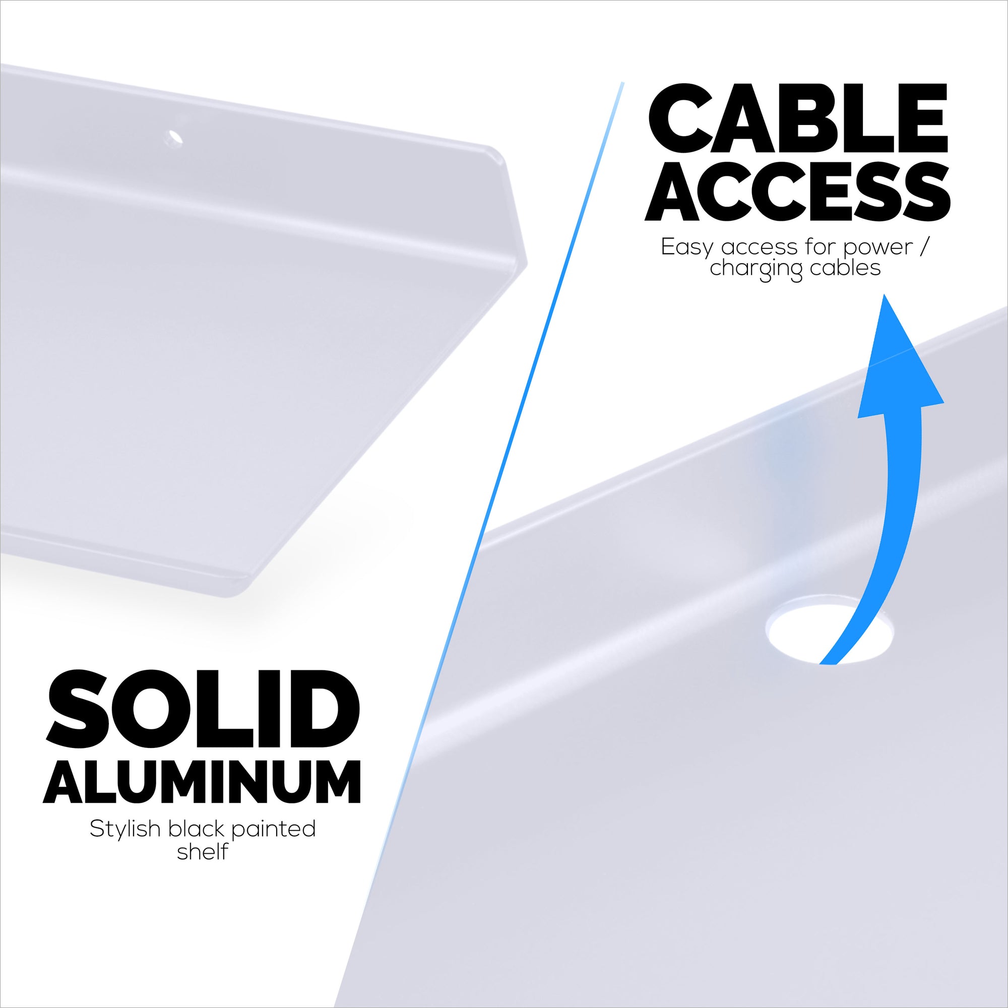 2-Pack 19.5&quot; Floating Universal Metal Wall Shelf for Books, Organizer, Speakers, Plants, Cameras, Books, Decor Display, Storage, Routers &amp; More