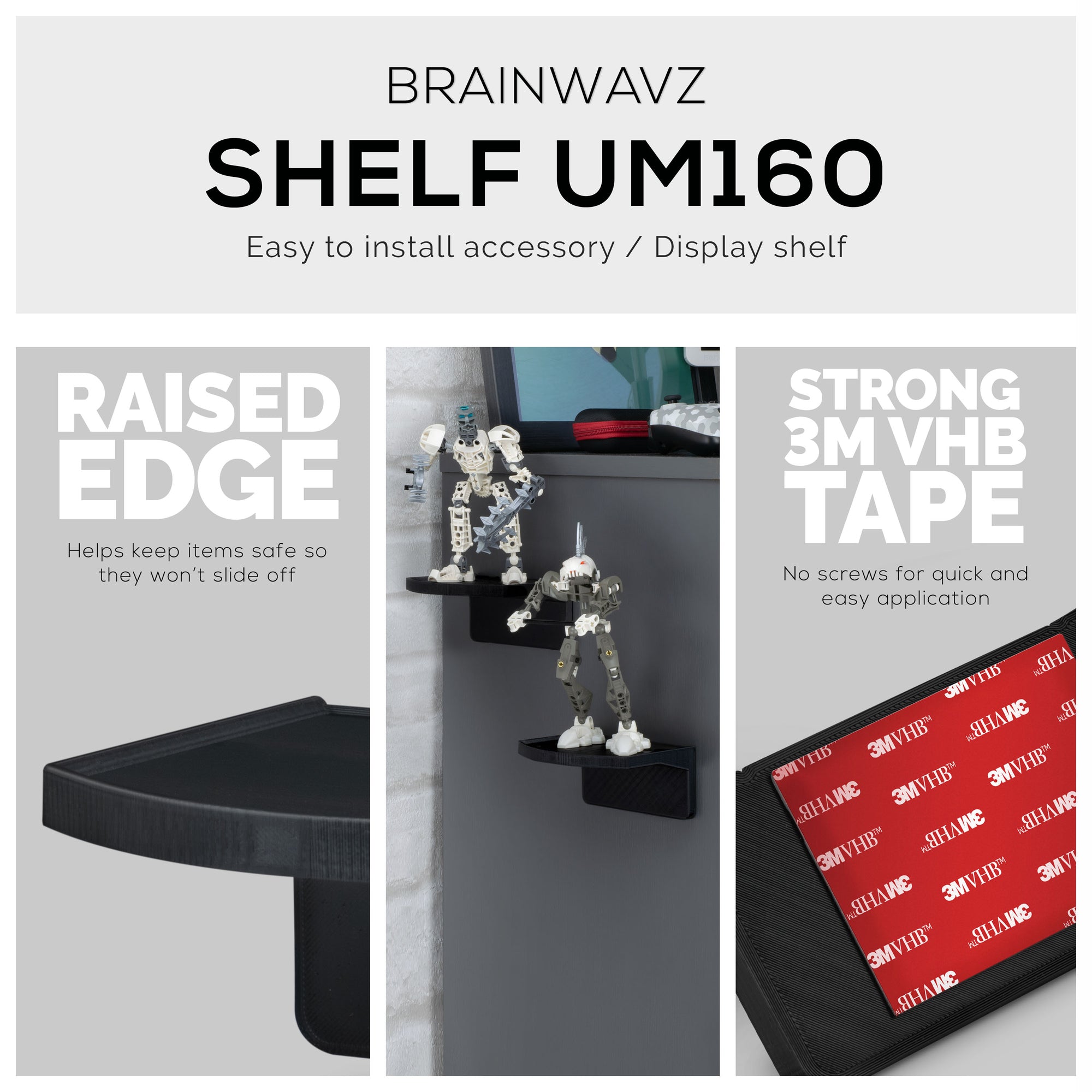 4.5&quot; Adhesive Baby Monitor Wall Mount Shelf, Also for Cameras, Speakers, Decor, Toys, Bedroom, Wifi Routers, Kitchen, Cable Box &amp; More, Easy to Install