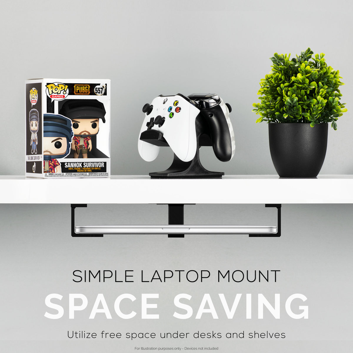 Under Desk Laptop Mount Holder, Screw In, Devices upto 1.7