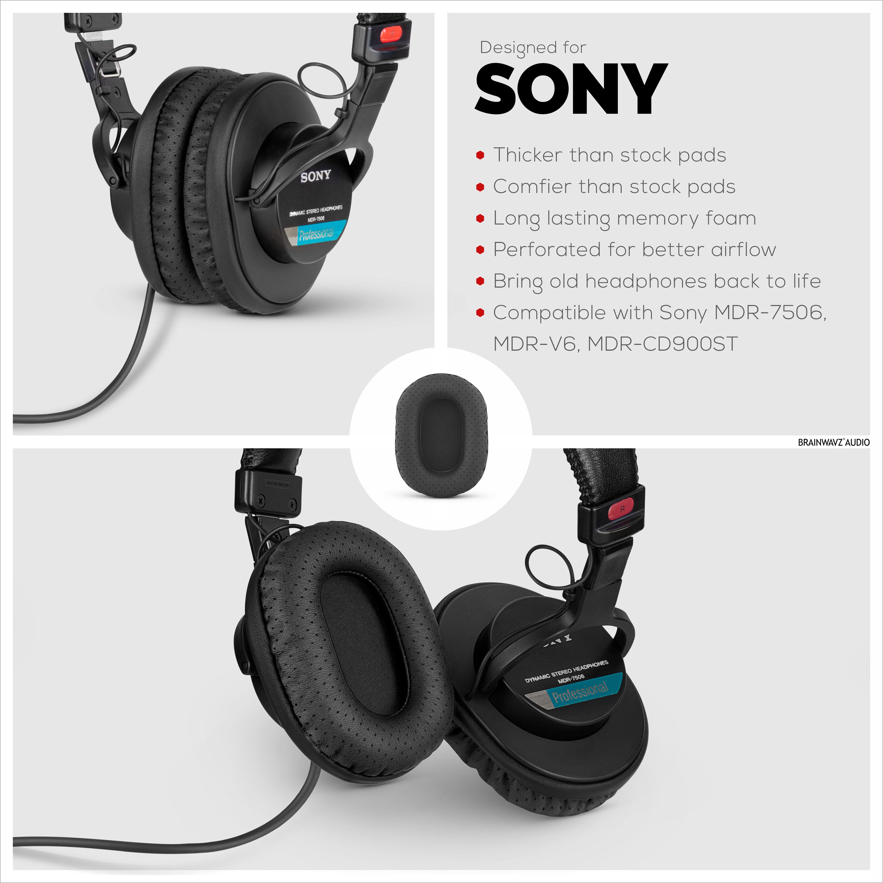 SONY MDR-7506 Perforated Replacement Earpads Also Suitable for V6