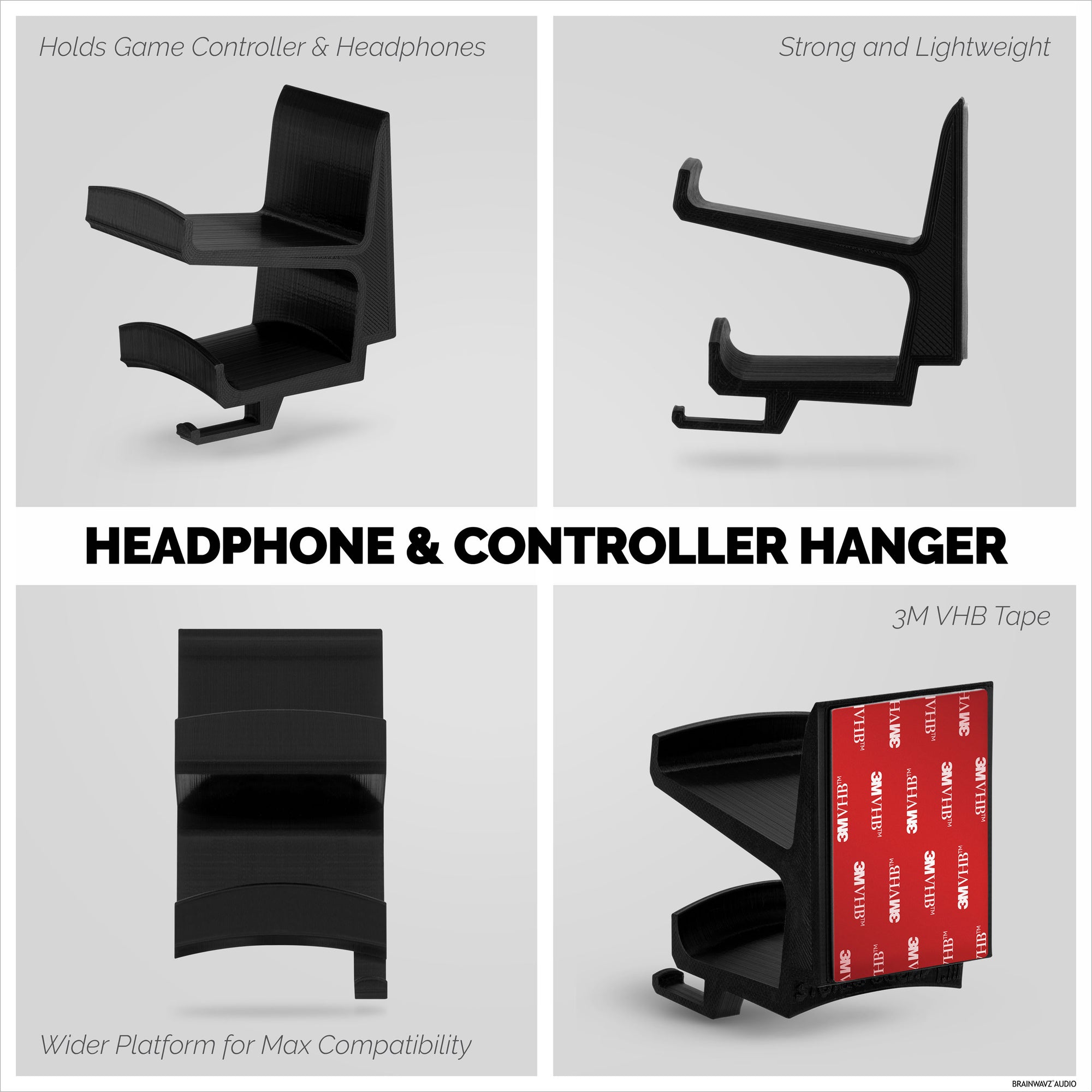 The Storio - Game Controller &amp; Headphone Wall Hanger - Universal Adhesive Mount, No Screws or Mess